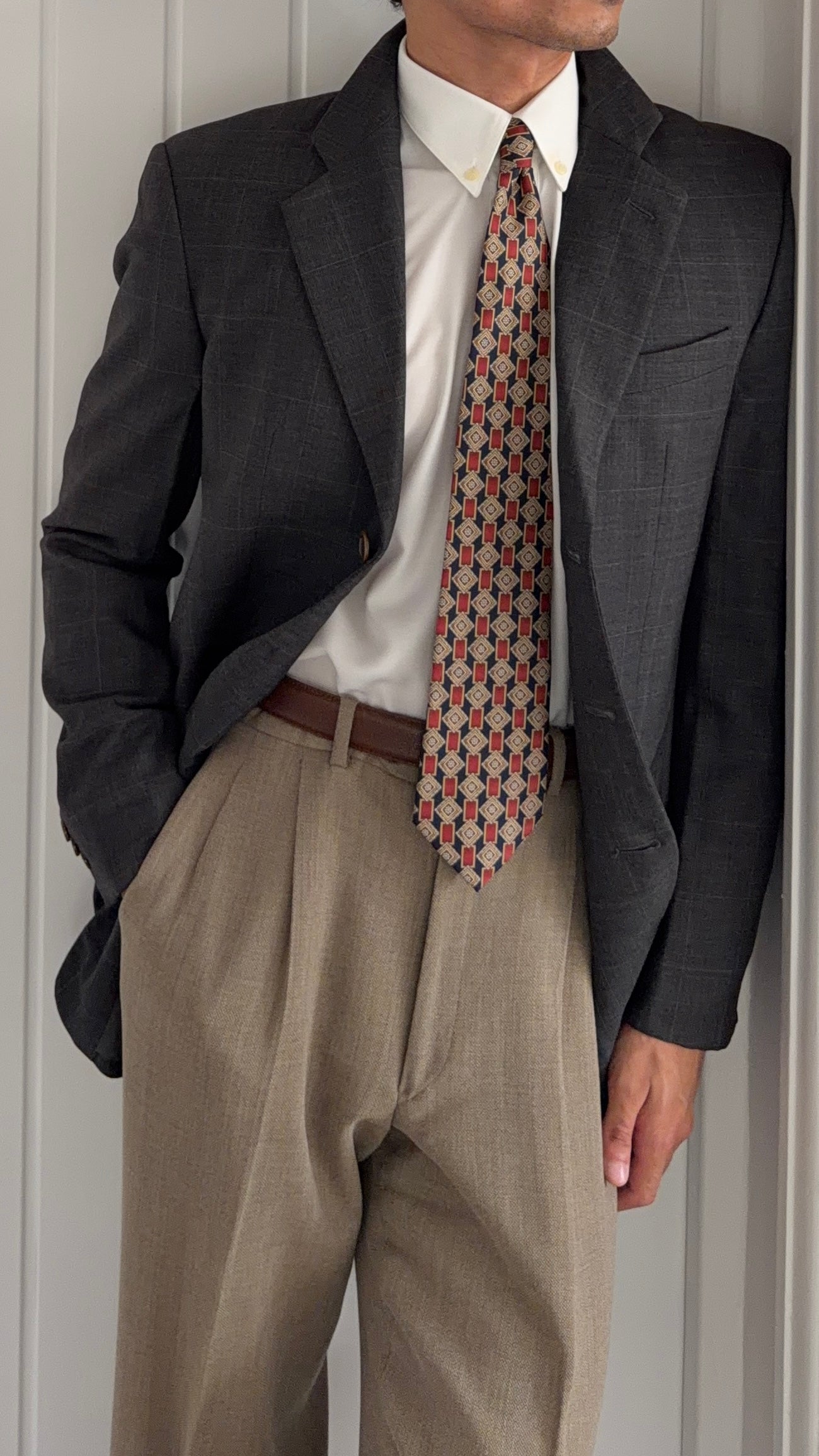 Armani 1990s 3B Wool Check Sport Jacket Blazer - Size M