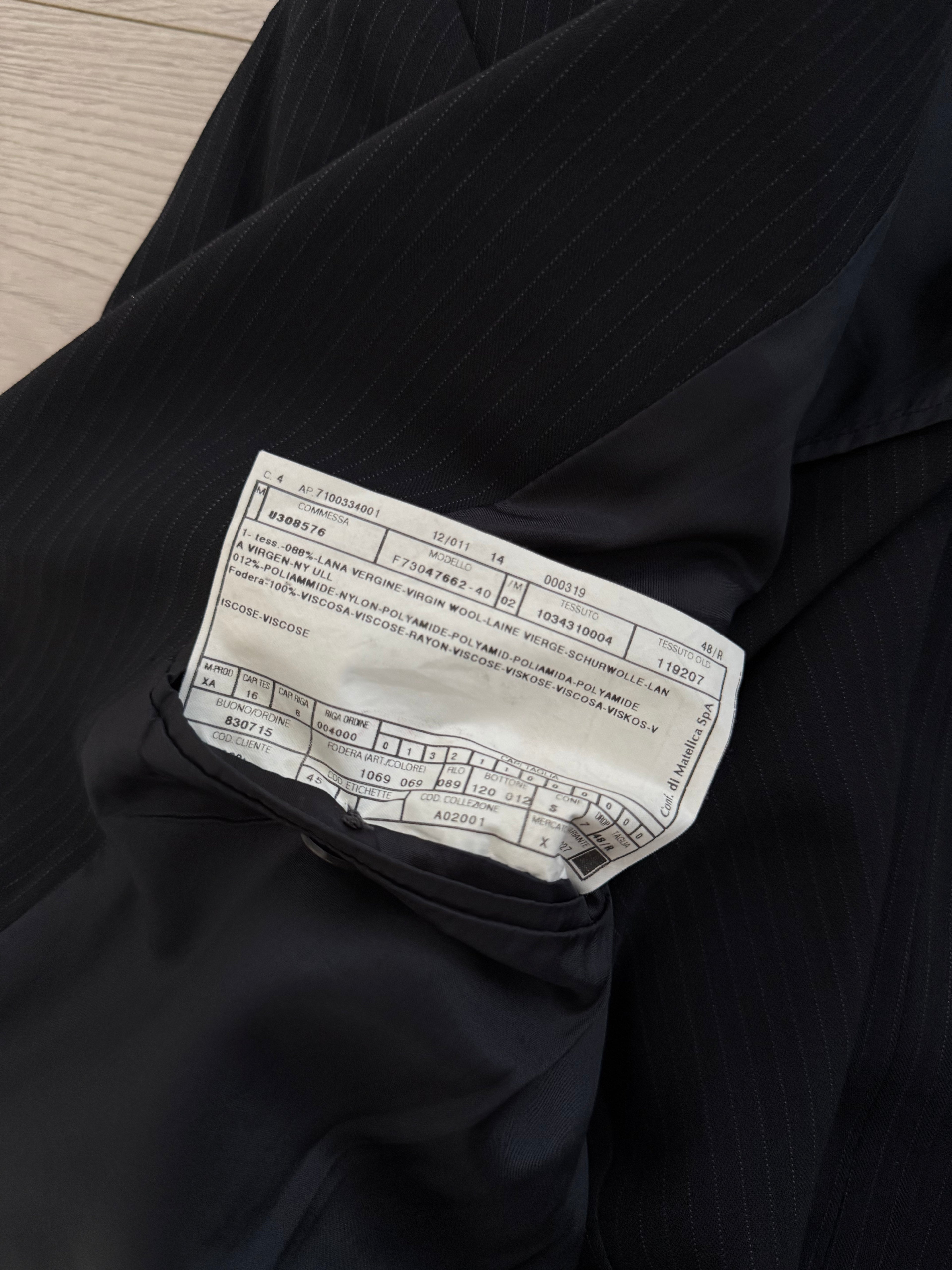 Armani 1990s 3B Lightweight Pinstripe Pleated Draped Wool Suit Dark Navy - Size M Jacket / 32" Waist