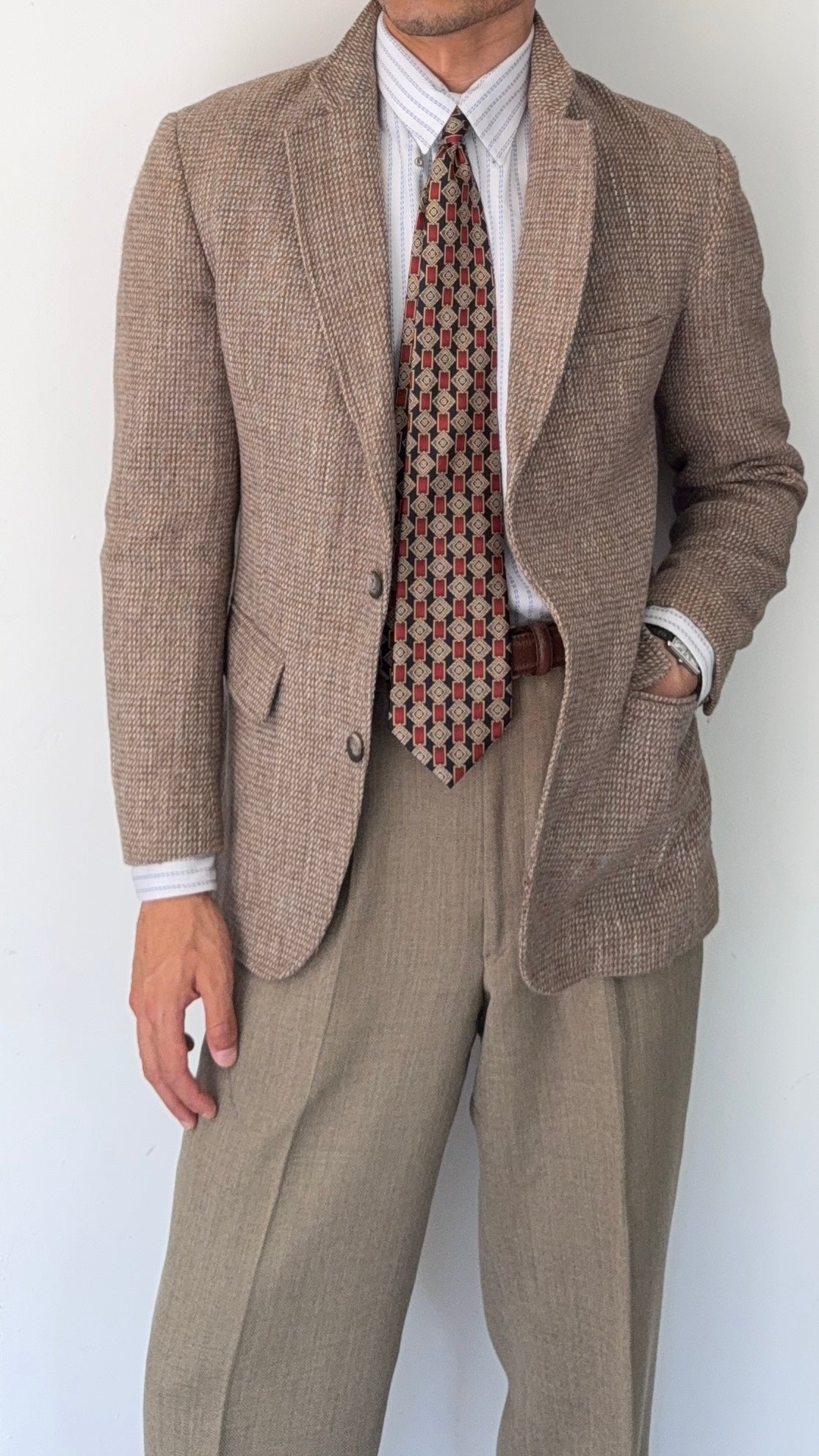 Brooks Brothers 1980s Textured Wool 2B Sports Jacket Blazer - Size S