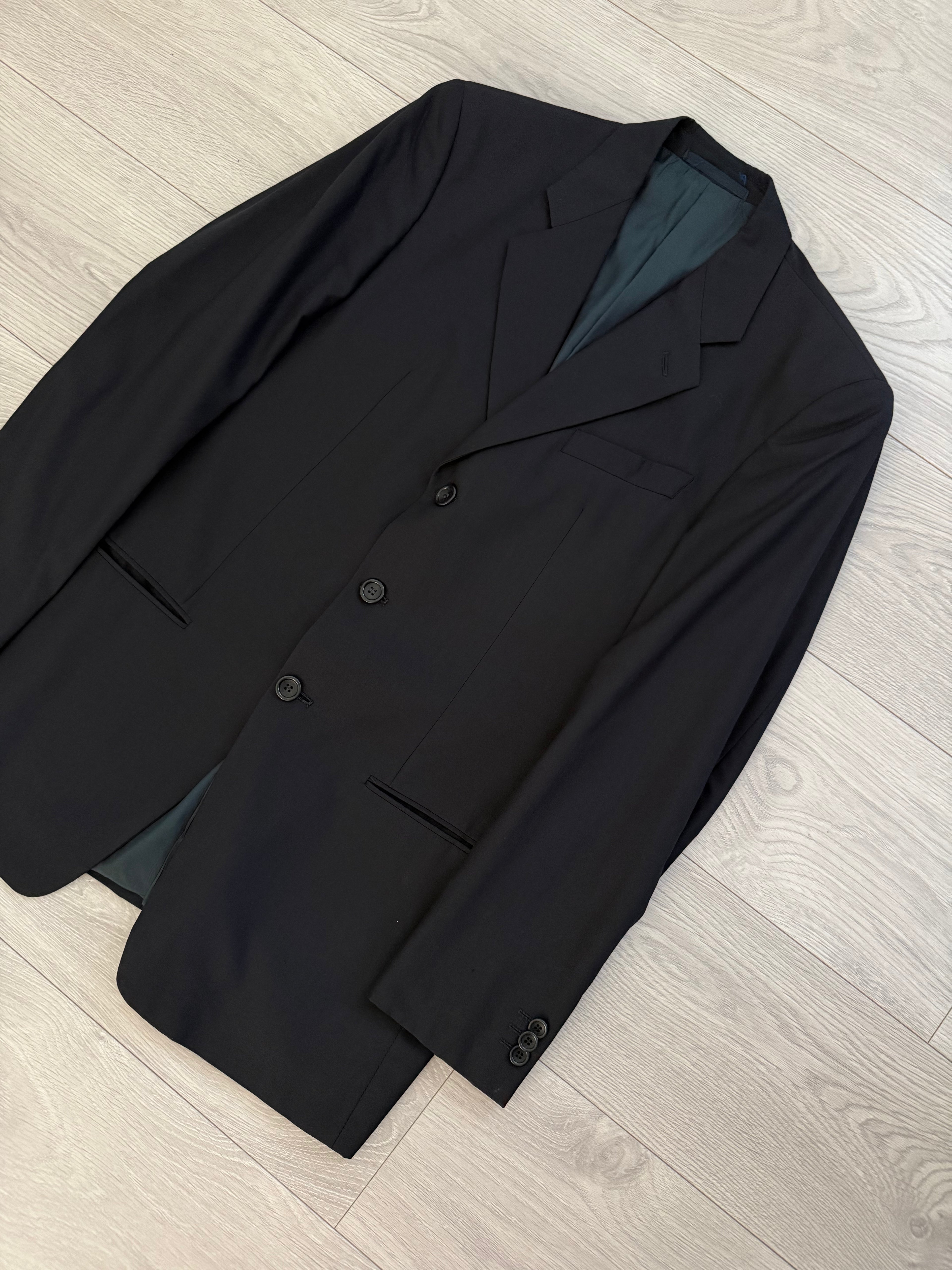 Armani 1990s 3B Super 150s Navy Pleated Wool Suit - Size M Jacket / 32" Waist