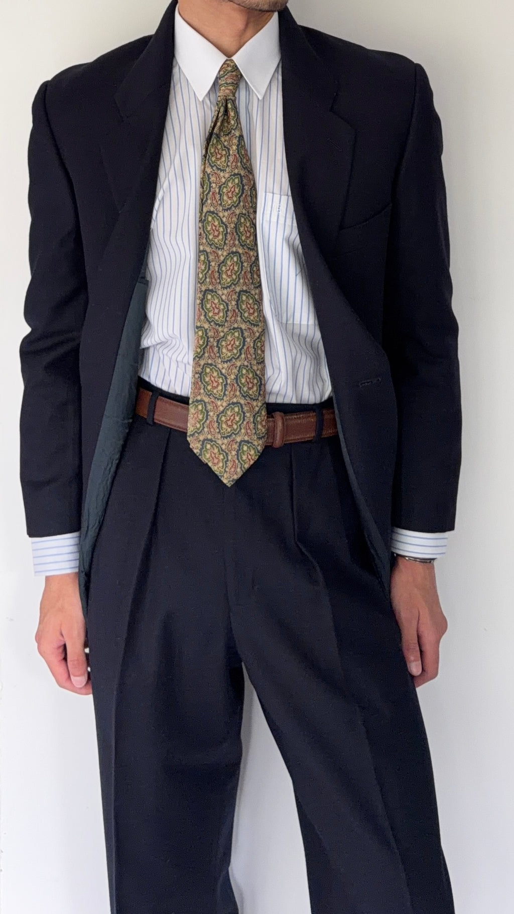 Emporio Armani 1992 2B Double Pleated Wool Suit Navy - Size XS Jacket / 28" Waist