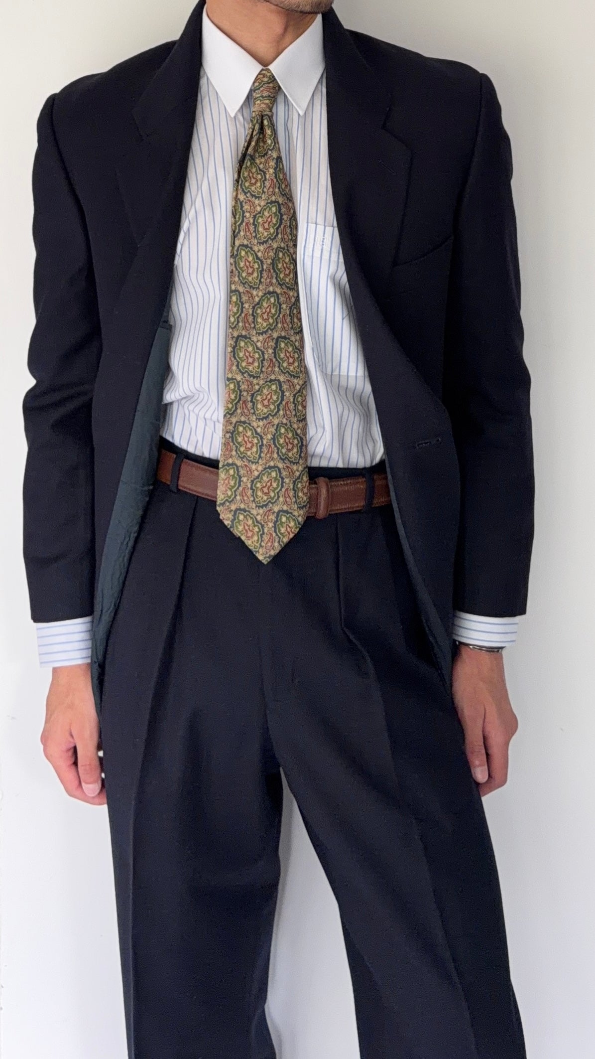 Emporio Armani 1992 2B Double Pleated Wool Suit Navy - Size XS Jacket / 28" Waist