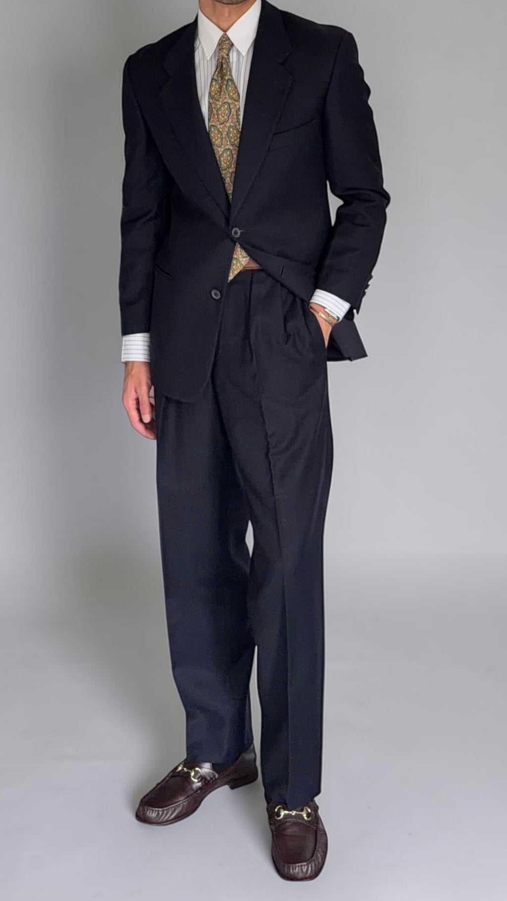 Emporio Armani 1992 2B Double Pleated Wool Suit Navy - Size XS Jacket / 28" Waist