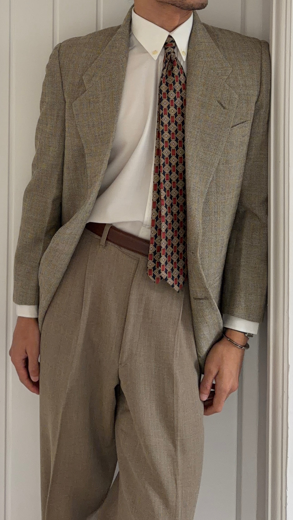 Giorgio Armani 1980s 2B Wool Linen Textured Sport Jacket Blazer - Size S