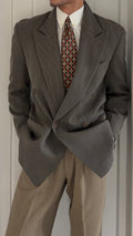Emporio Armani 1990s Peaked Lapel Double Breasted Draped Wool Textured Twill Sport Jacket Blazer - Size S