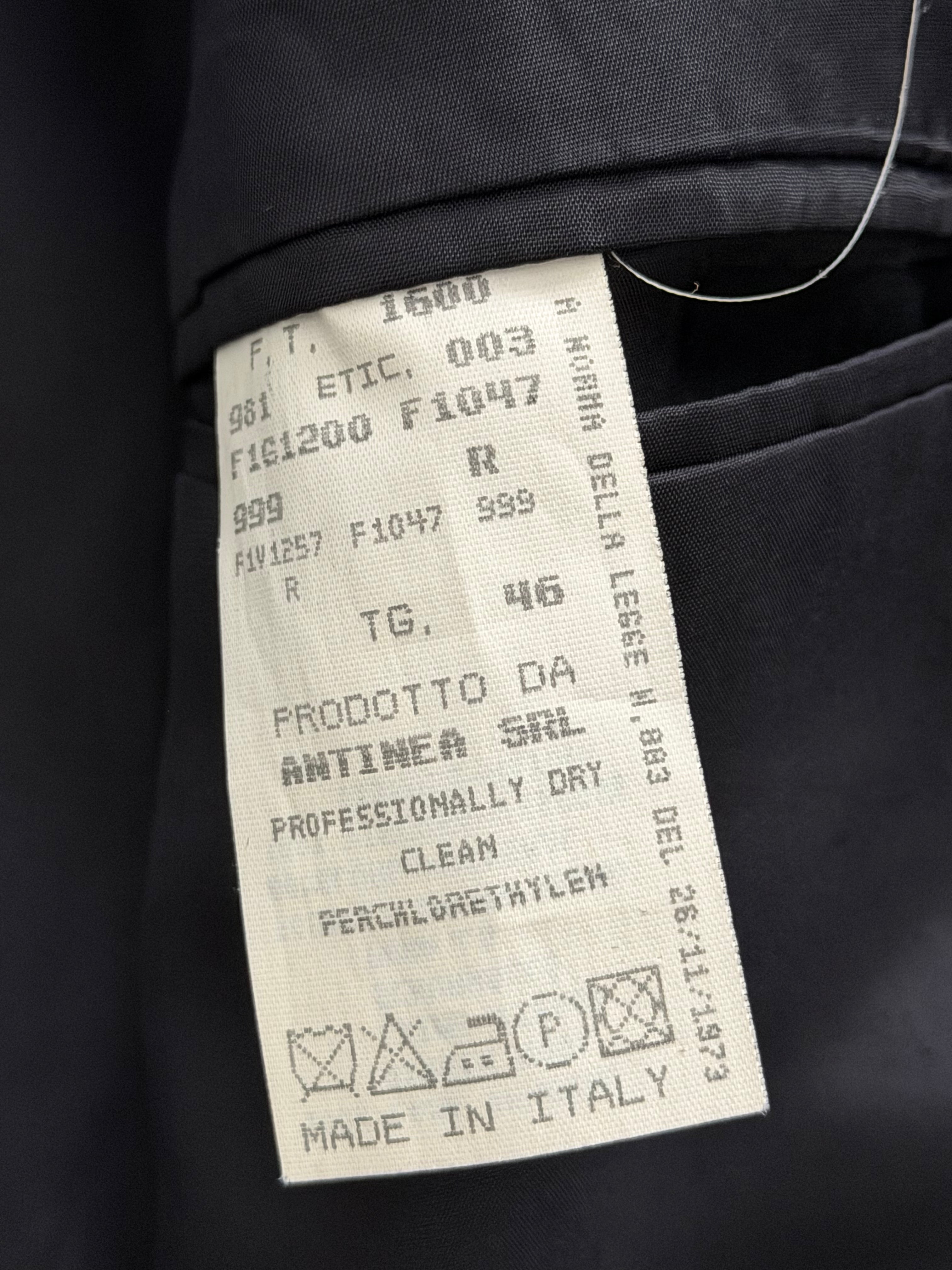 Emporio Armani 1990s Peaked Lapel Double Breasted Pleated Draped Wool Suit Black - Size S Jacket / 31" Waist
