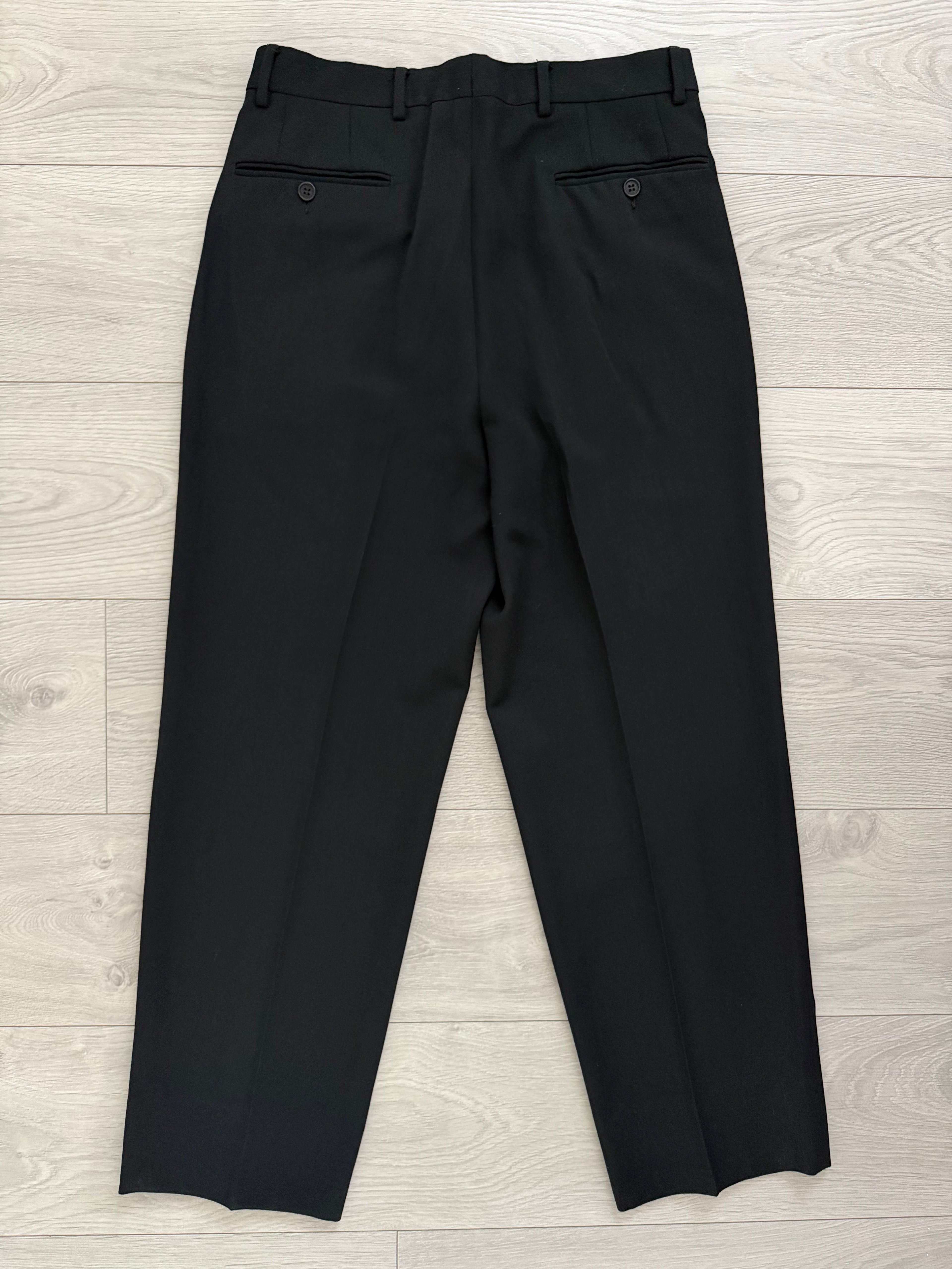 Emporio Armani 1990s Peaked Lapel Double Breasted Pleated Draped Wool Suit Black - Size S Jacket / 31" Waist