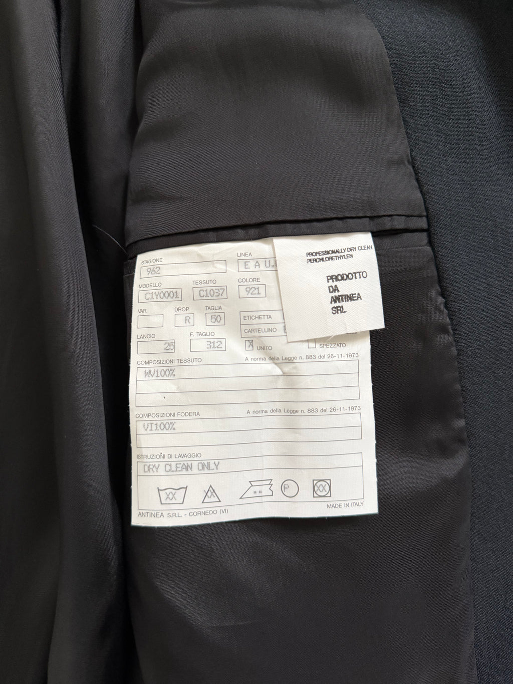 Emporio Armani 1990s Collarless 3-Piece Draped Wool Relaxed Suit - Size XL Jacket / 34" Waist