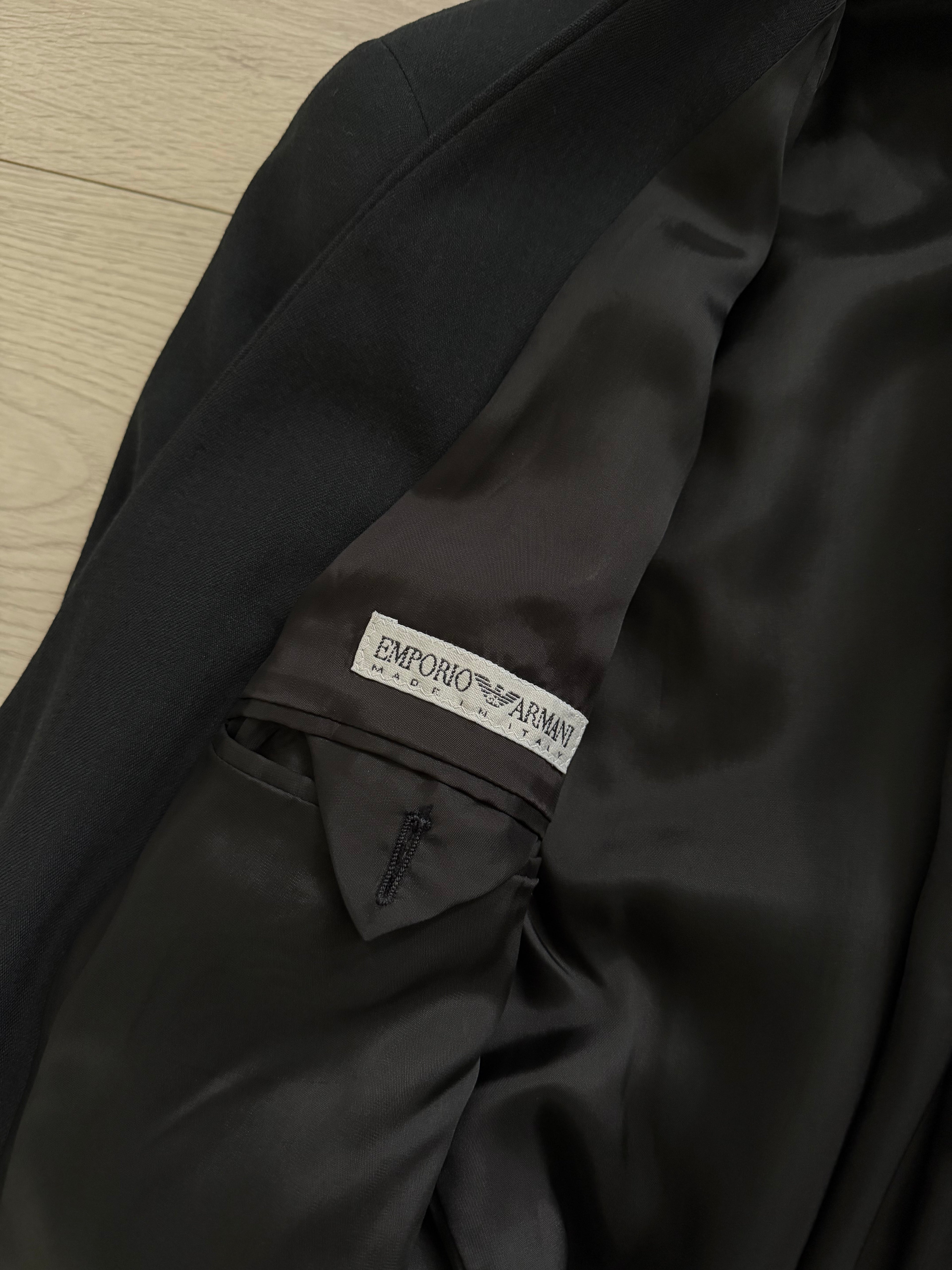 Emporio Armani 1990s Collarless 3-Piece Draped Wool Relaxed Suit - Size XL Jacket / 34" Waist