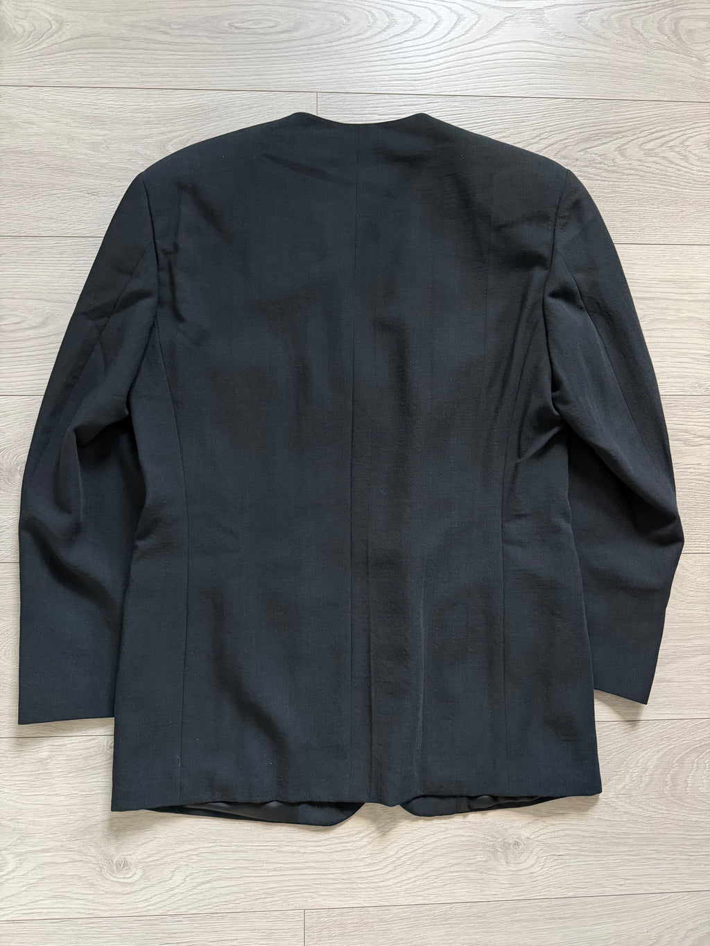 Emporio Armani 1990s Collarless 3-Piece Draped Wool Relaxed Suit - Size XL Jacket / 34" Waist