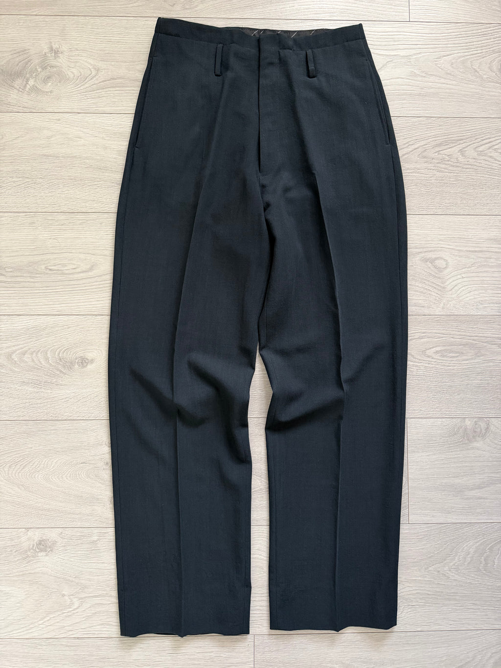 Emporio Armani 1990s Collarless 3-Piece Draped Wool Relaxed Suit - Size XL Jacket / 34" Waist