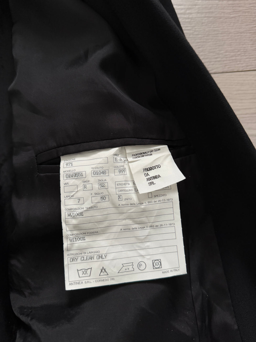 Emporio Armani 1990s Peaked Lapel Double Breasted Pleated Draped Wool Suit Black - Size XL Jacket / 37" Waist