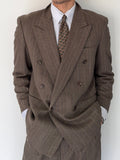 Christian Dior 1980s Peaked Lapel Double Breasted Pleated Wool Suit - Size M Jacket / 32" Waist