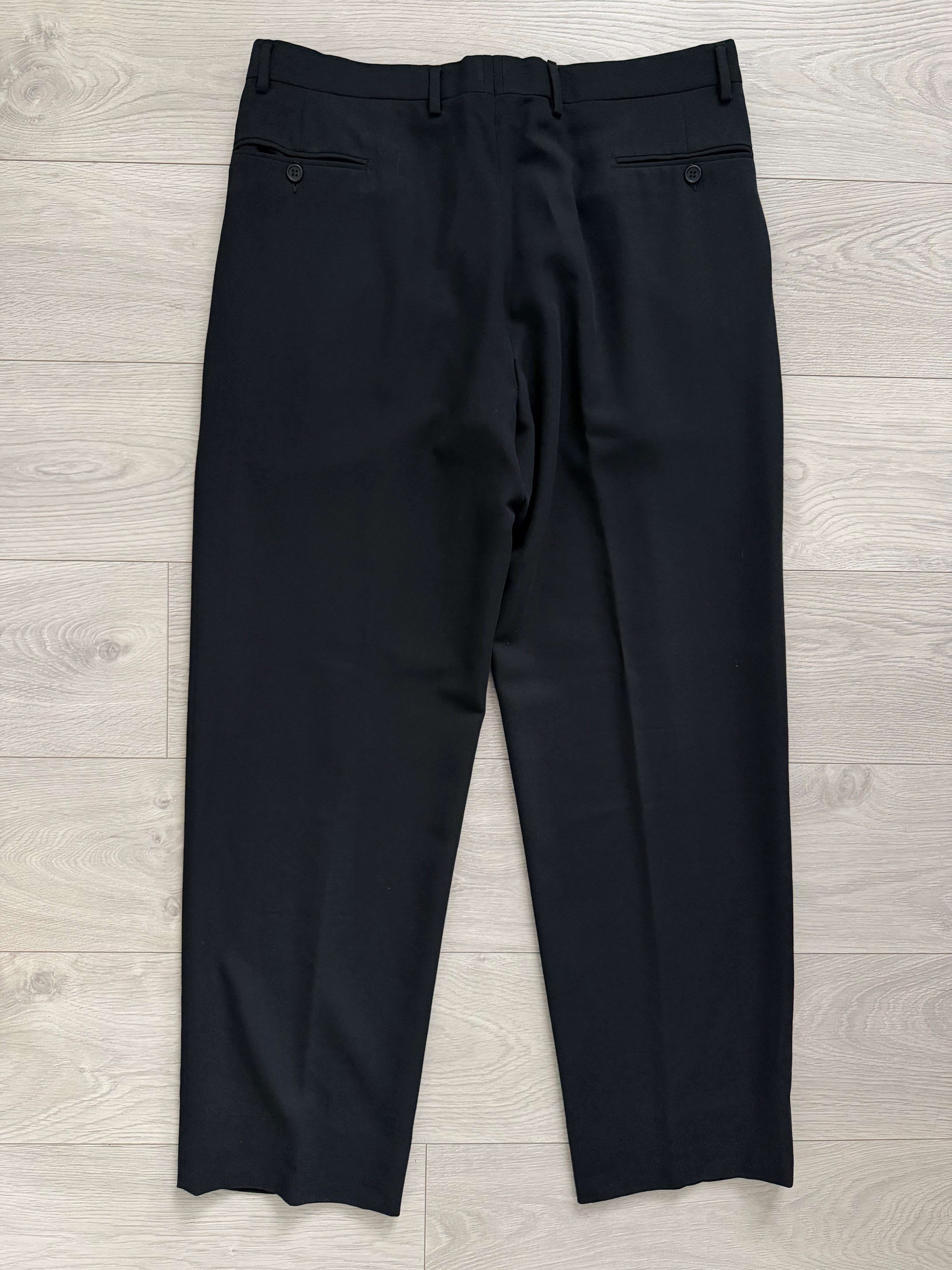Emporio Armani 1990s Peaked Lapel Double Breasted Pleated Draped Wool Suit Black - Size XL Jacket / 37" Waist