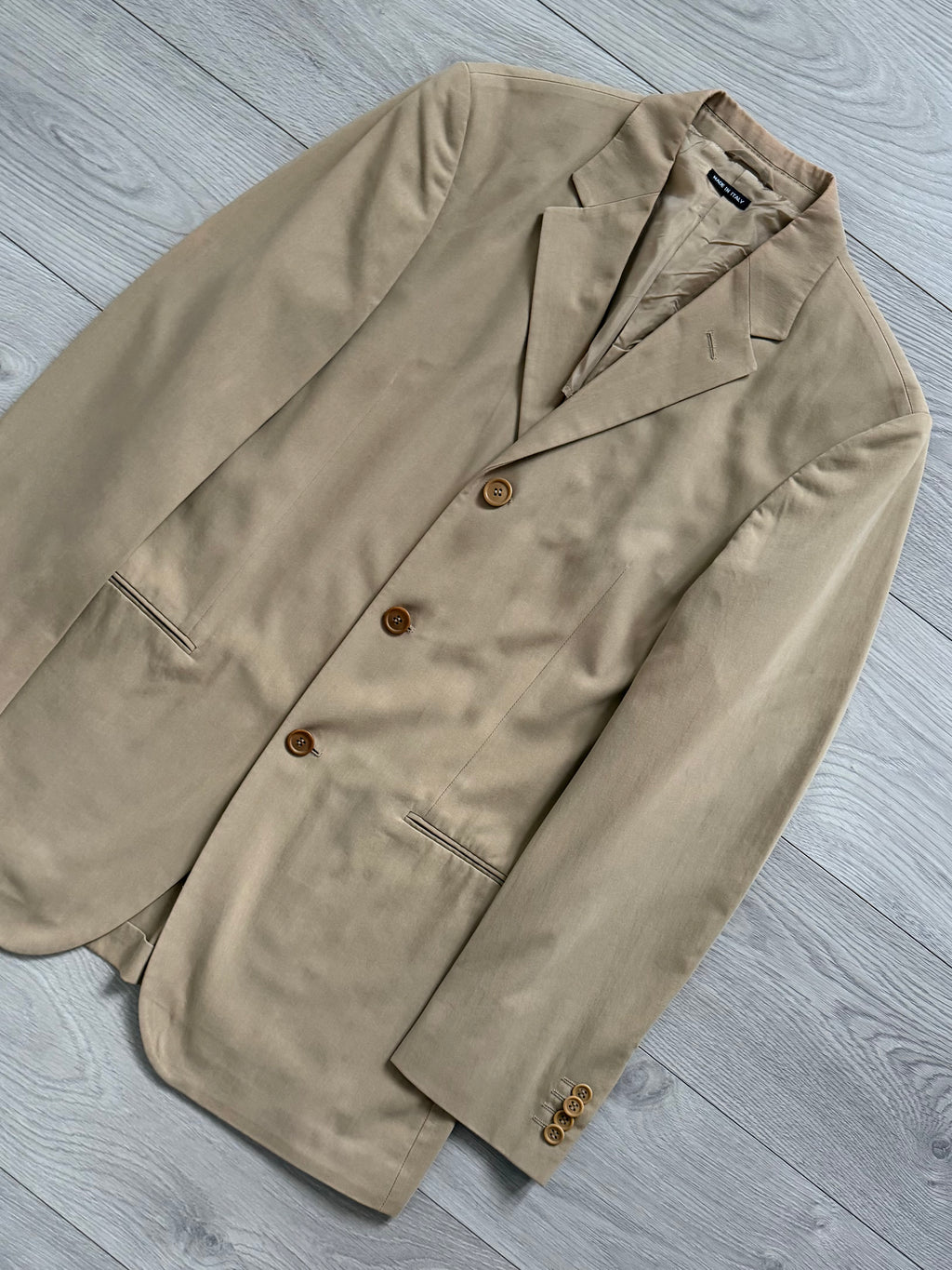 Giorgio Armani Black Label 1990s Taupe Beige 3B Cotton Suit - Size S Jacket / 30" Waist