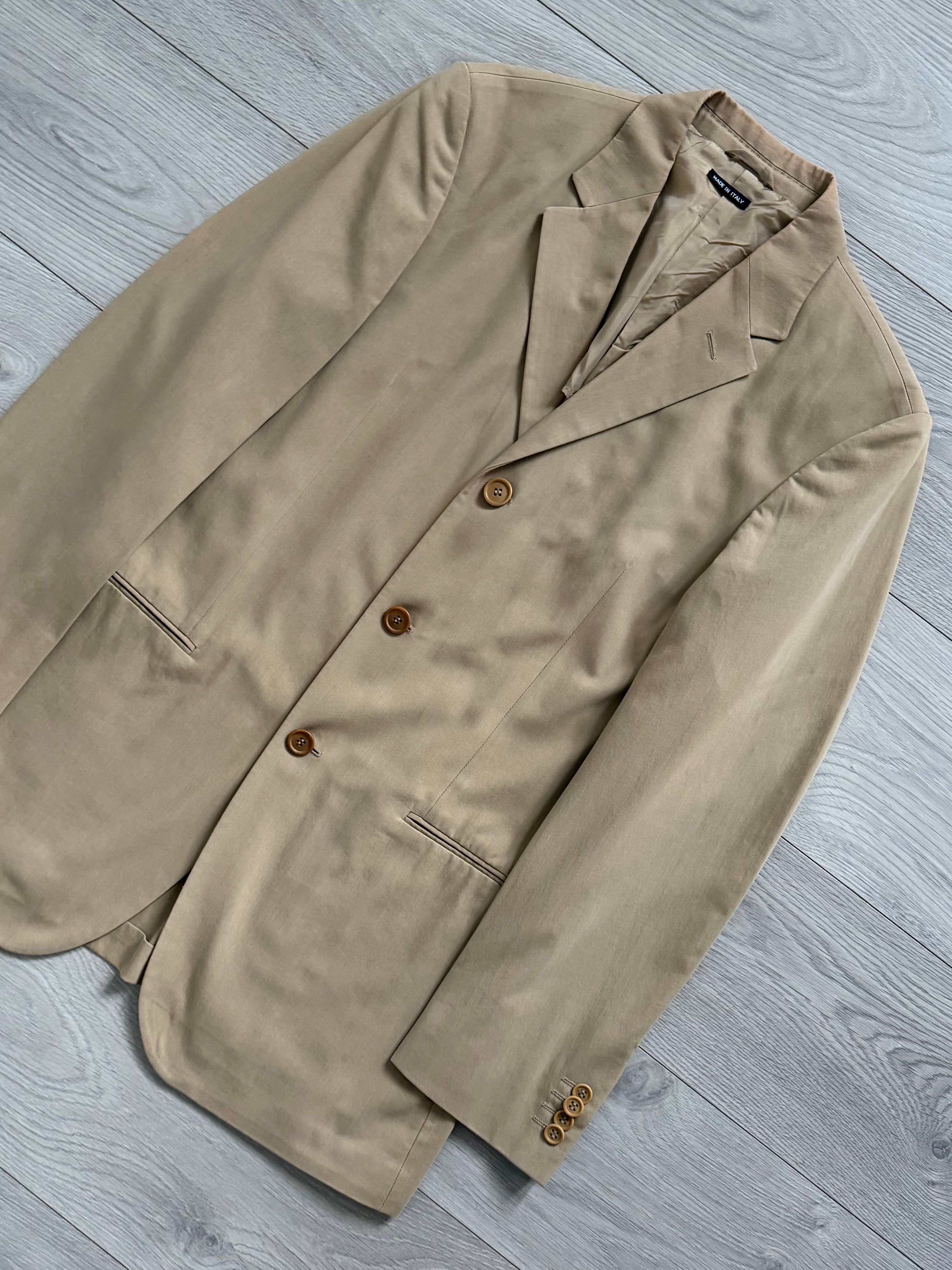 Giorgio Armani Black Label 1990s Taupe Beige 3B Cotton Suit - Size S Jacket / 30" Waist