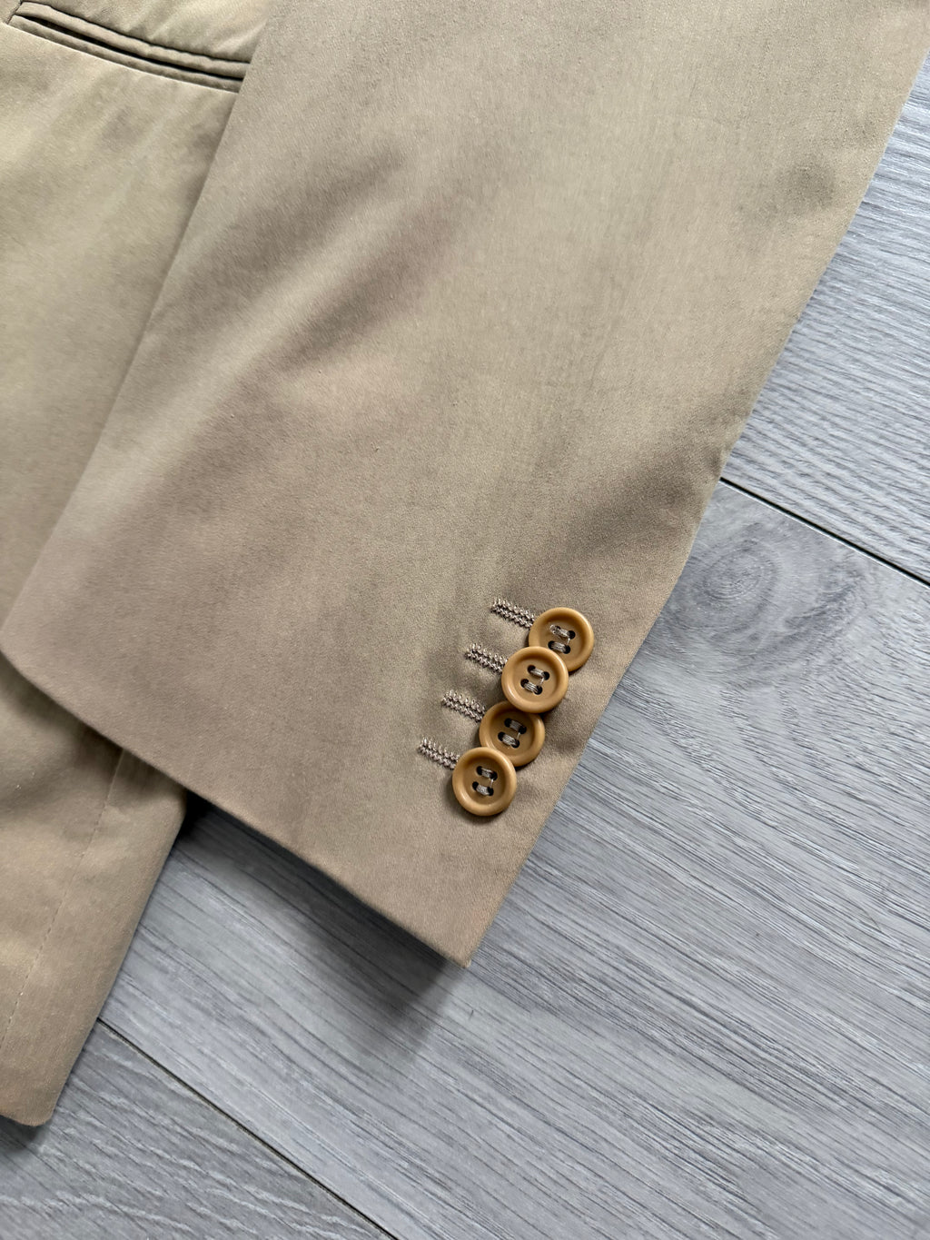 Giorgio Armani Black Label 1990s Taupe Beige 3B Cotton Suit - Size S Jacket / 30" Waist