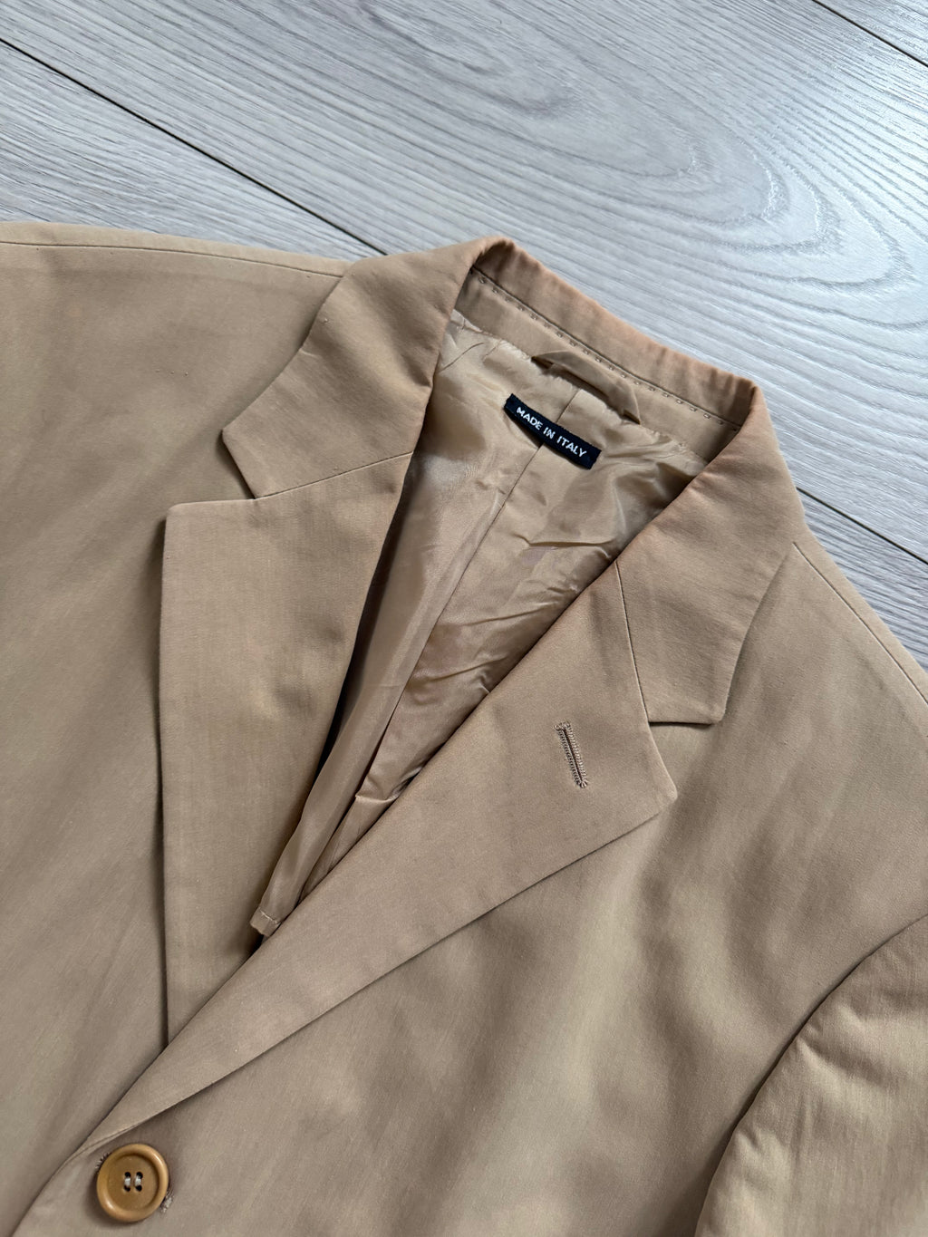 Giorgio Armani Black Label 1990s Taupe Beige 3B Cotton Suit - Size S Jacket / 30" Waist