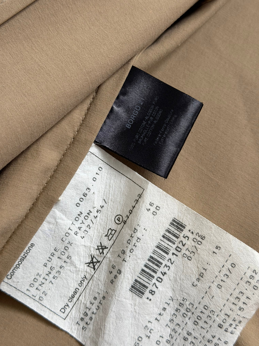 Giorgio Armani Black Label 1990s Taupe Beige 3B Cotton Suit - Size S Jacket / 30" Waist