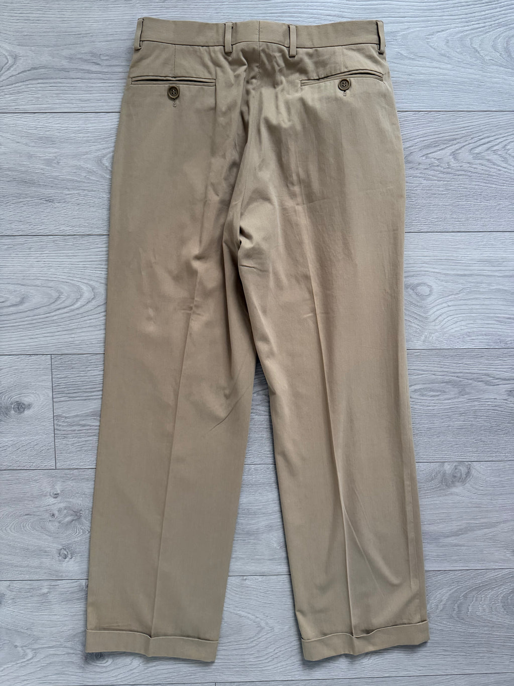 Giorgio Armani Black Label 1990s Taupe Beige 3B Cotton Suit - Size S Jacket / 30" Waist