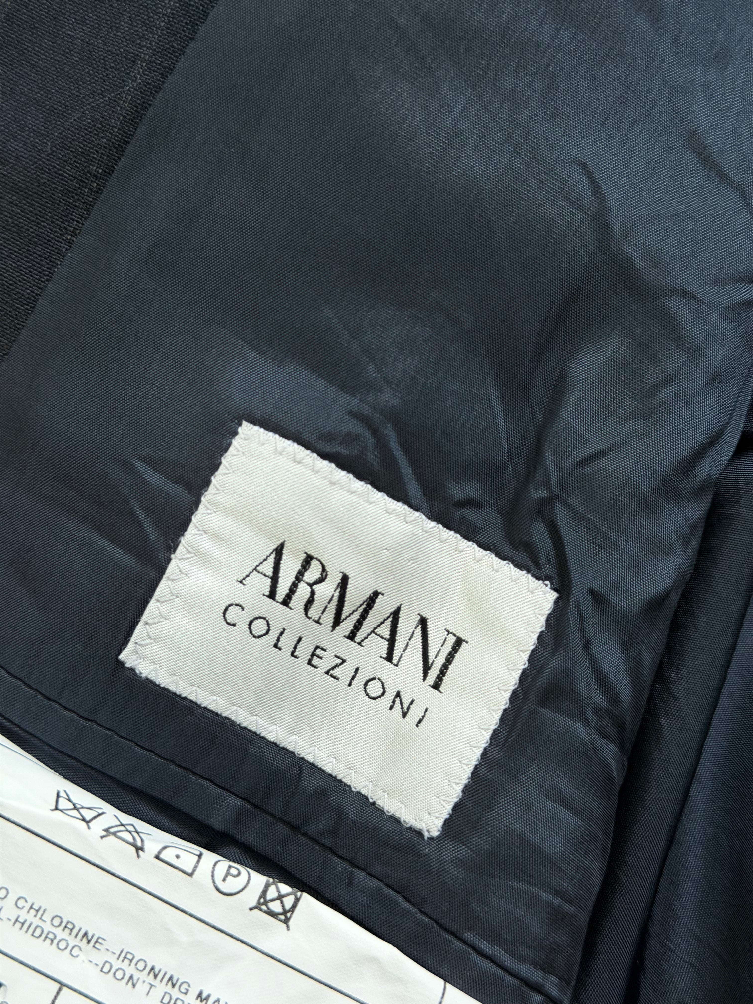 Armani 1990s Pleated 3B Wool Striped Suit Navy Blue- Size S Jacket / 32" Waist