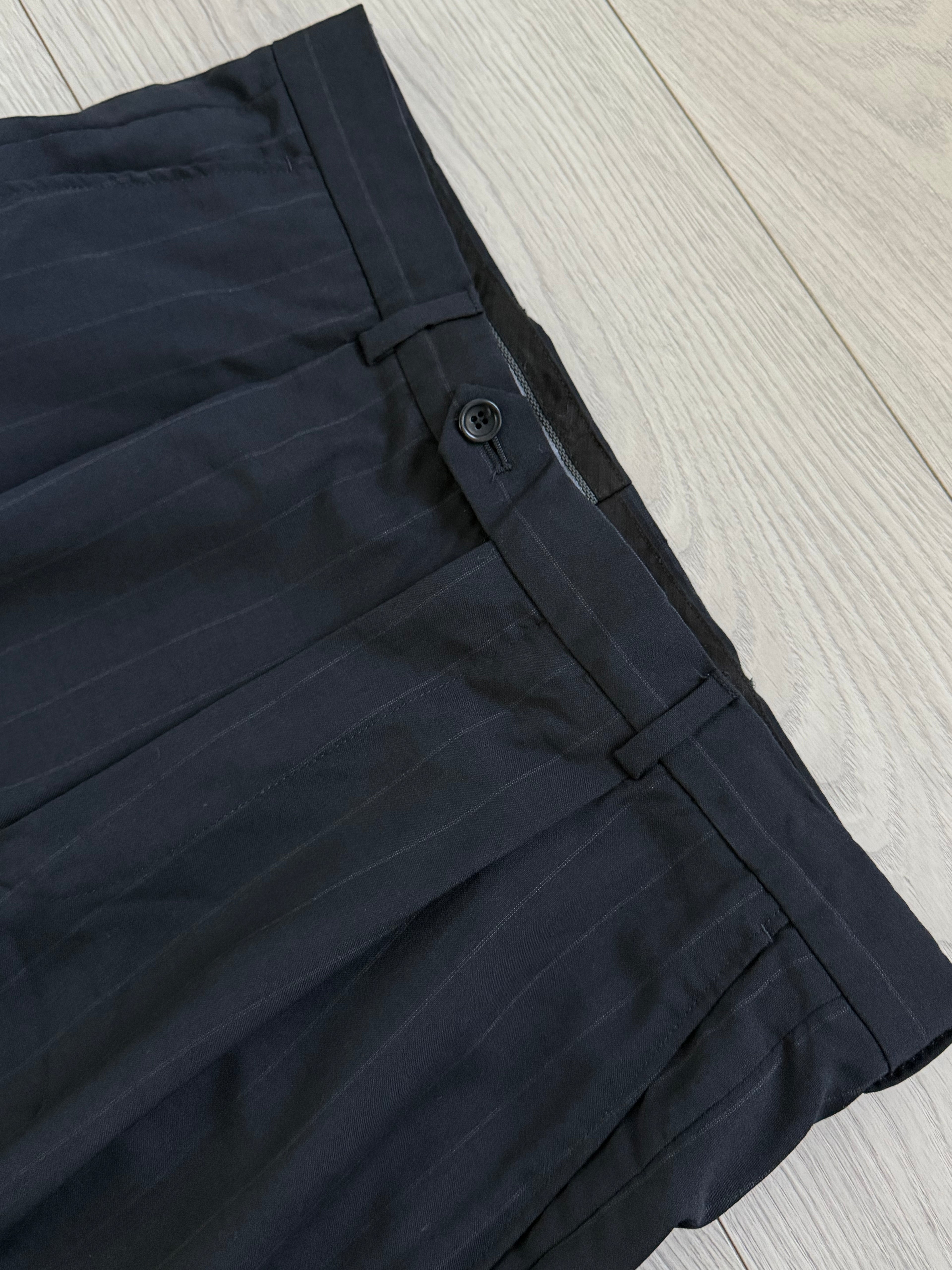 Armani 1990s Pleated 3B Wool Striped Suit Navy Blue- Size S Jacket / 32" Waist