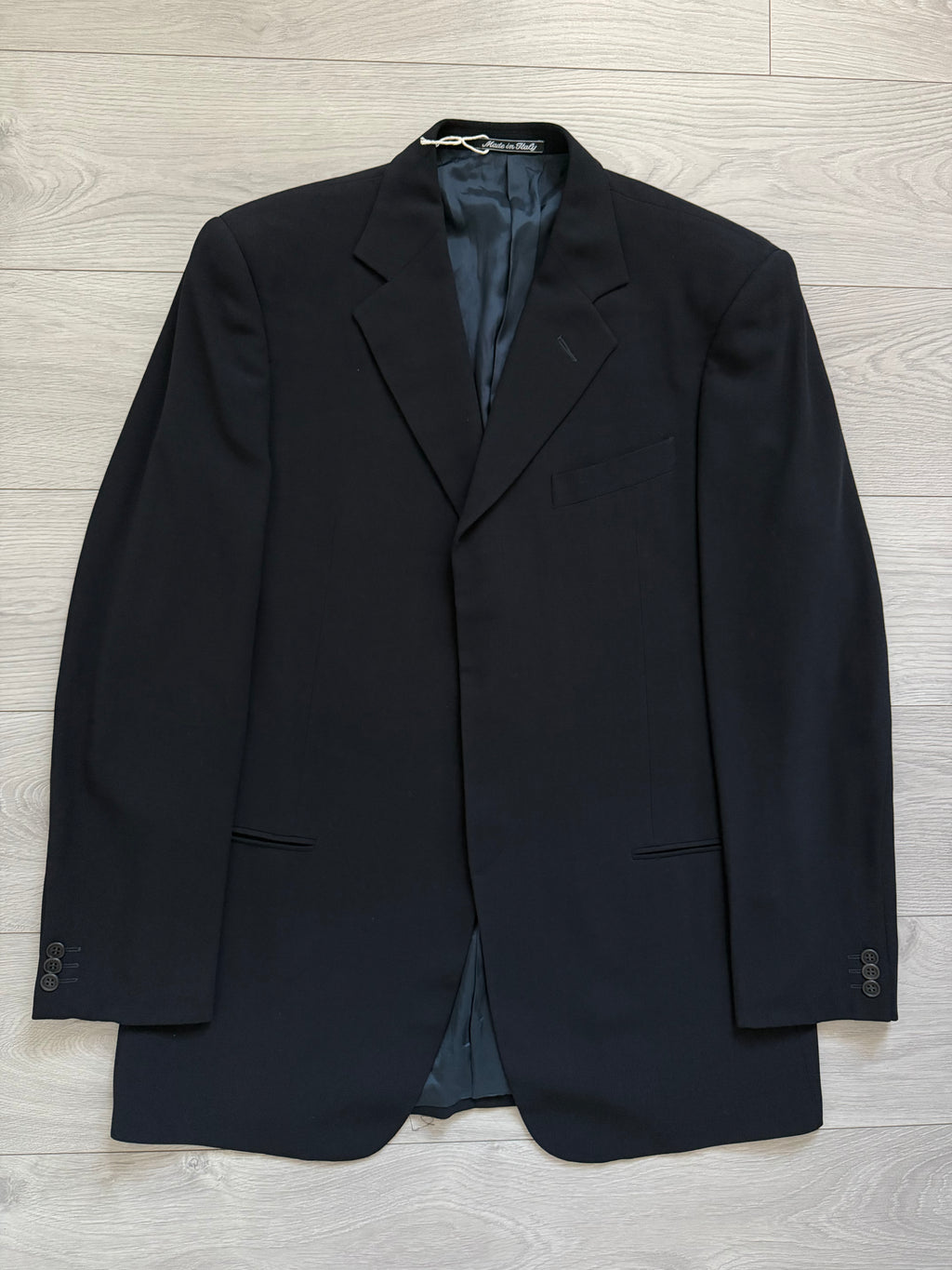 Giorgio Armani 1980s Concealed 3B Pleated Draped Wool Suit Navy Blue - Size XL Jacket / 35" Waist