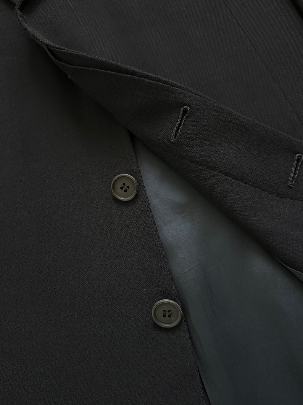 Giorgio Armani 1980s Concealed 3B Pleated Draped Wool Suit Navy Blue - Size XL Jacket / 35" Waist