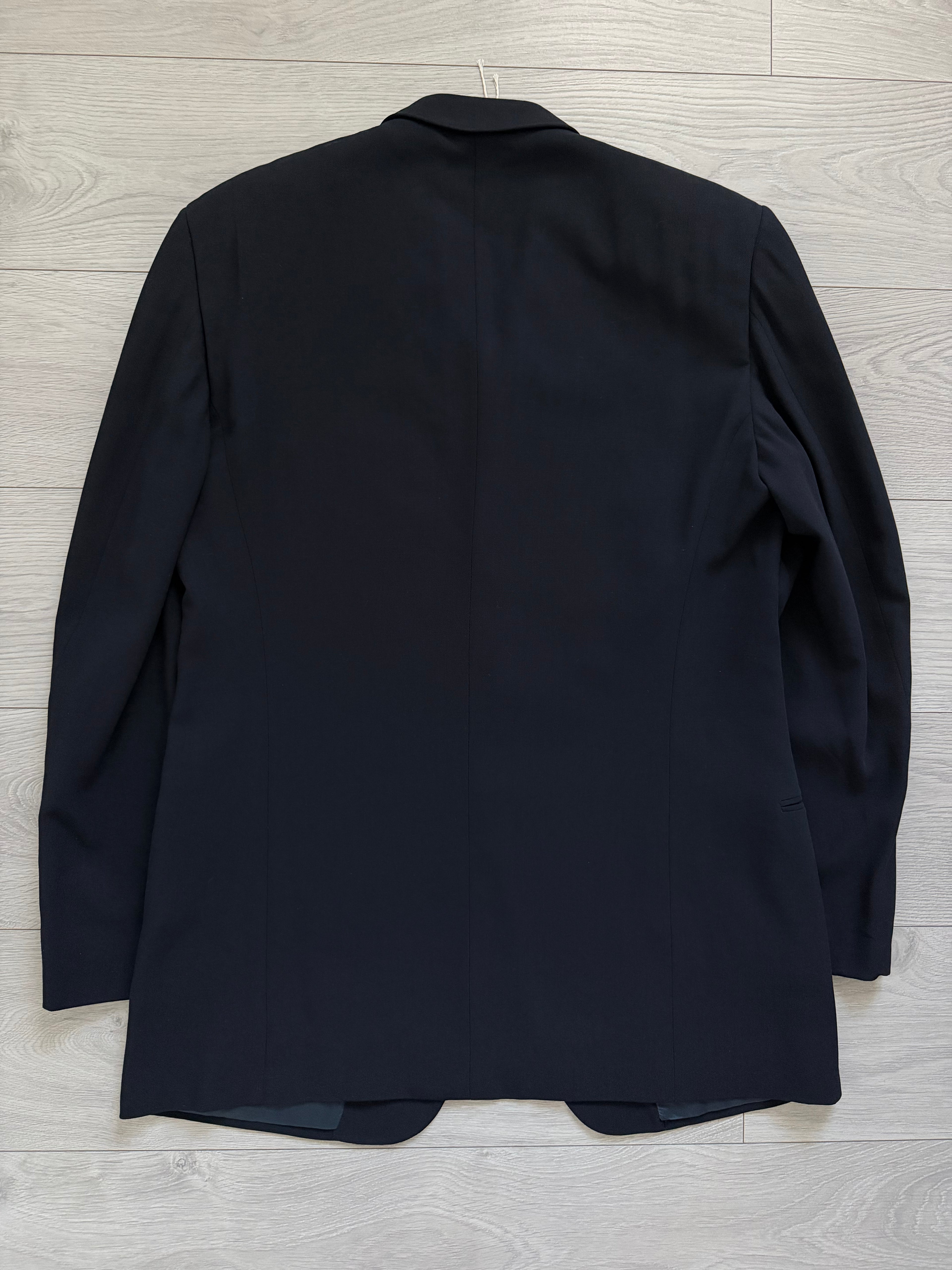 Giorgio Armani 1980s Concealed 3B Pleated Draped Wool Suit Navy Blue - Size XL Jacket / 35" Waist