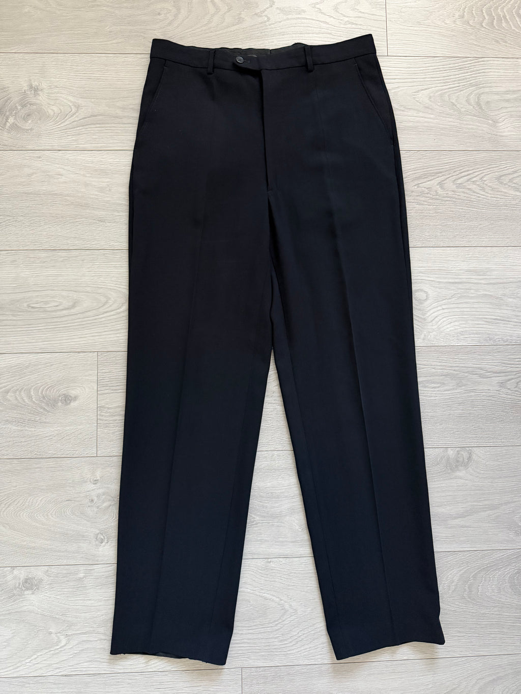 Giorgio Armani 1980s Concealed 3B Pleated Draped Wool Suit Navy Blue - Size XL Jacket / 35" Waist