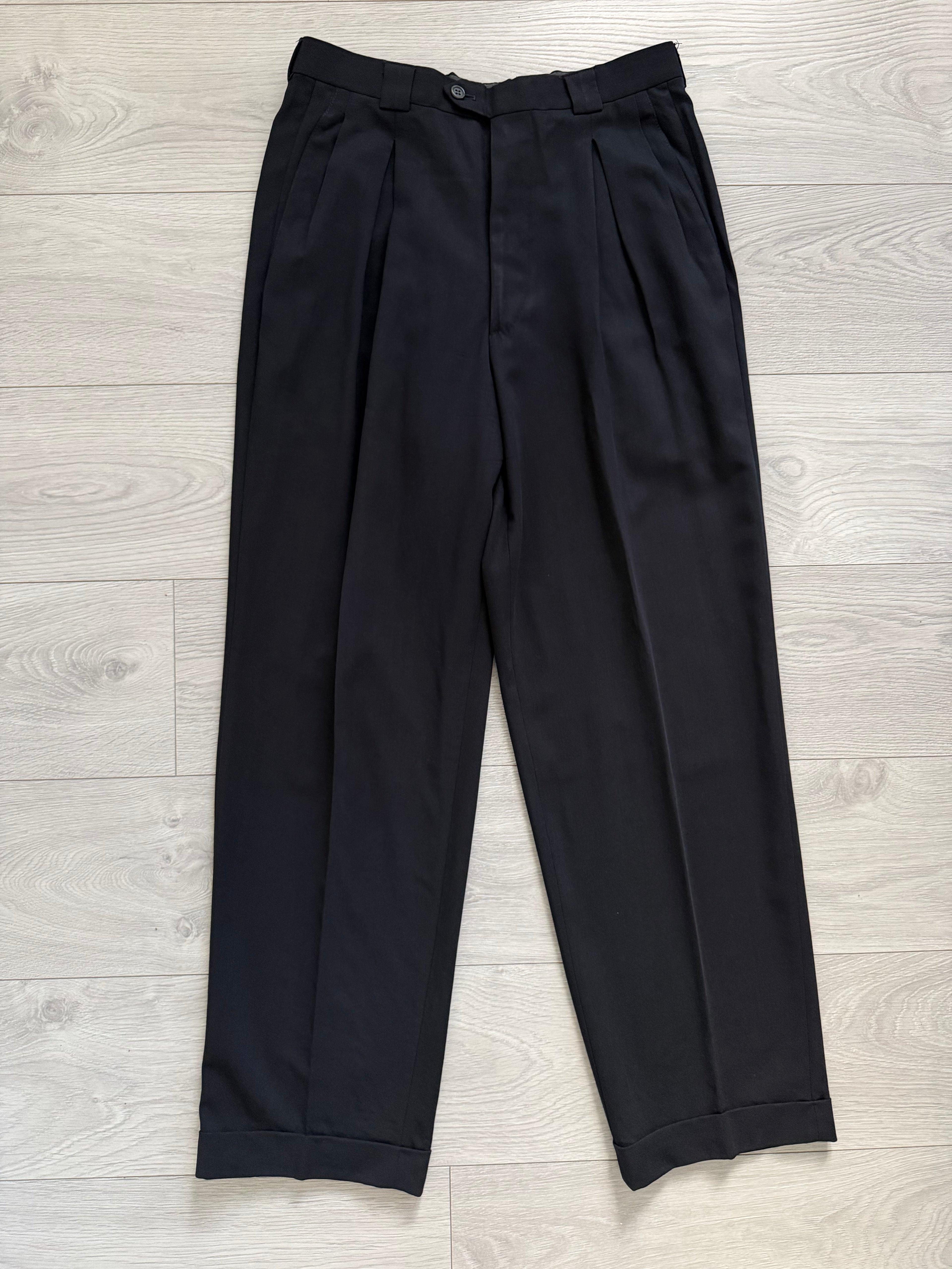 Giorgio Armani 1980s 3B Triple-Pleated Draped Wool Suit Navy Blue - Size M Jacket / 32" Waist