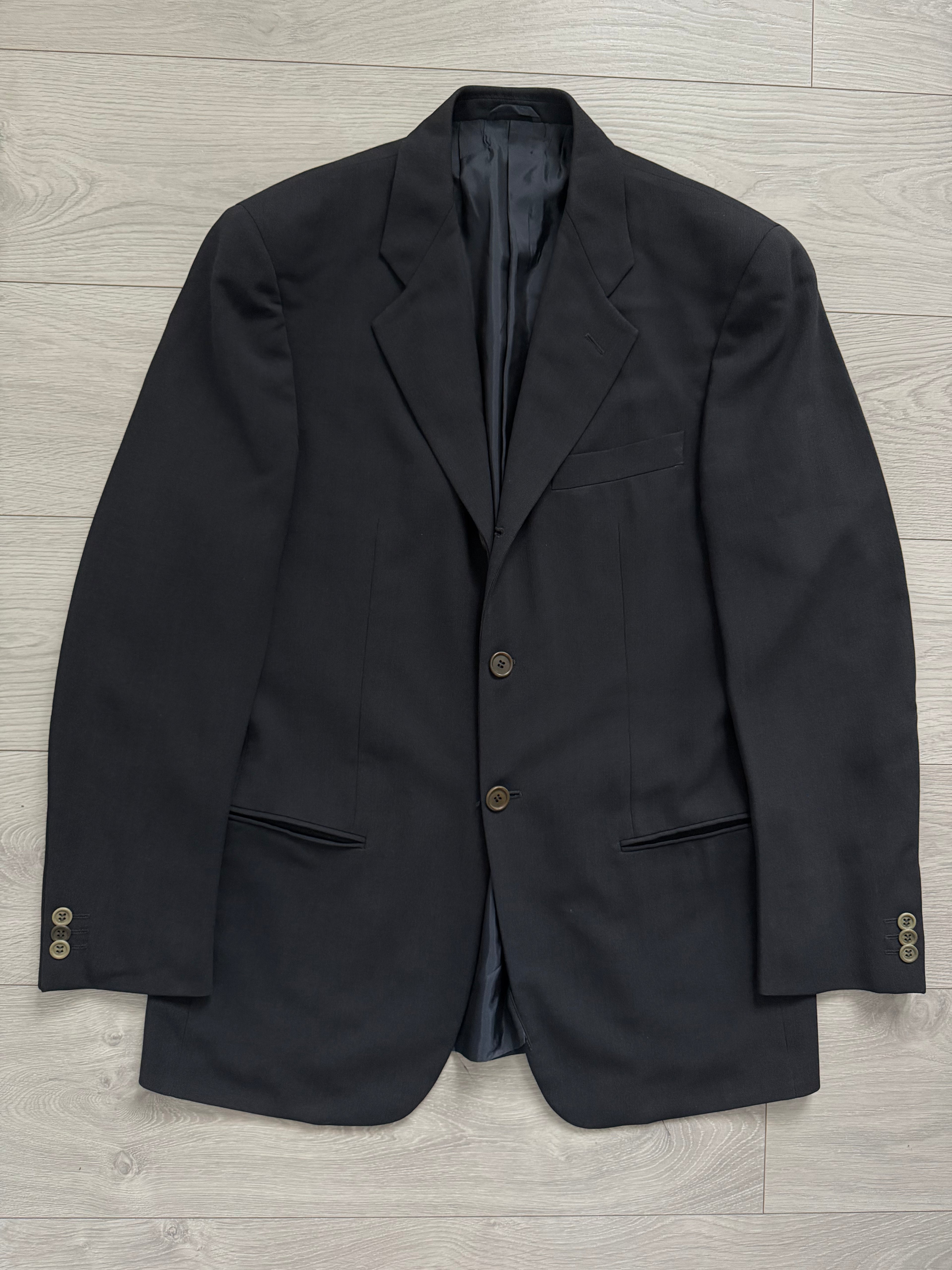Giorgio Armani 1980s Rolled 3B Pleated Wool Silk Suit Navy Blue - Size M Jacket / 32" Waist