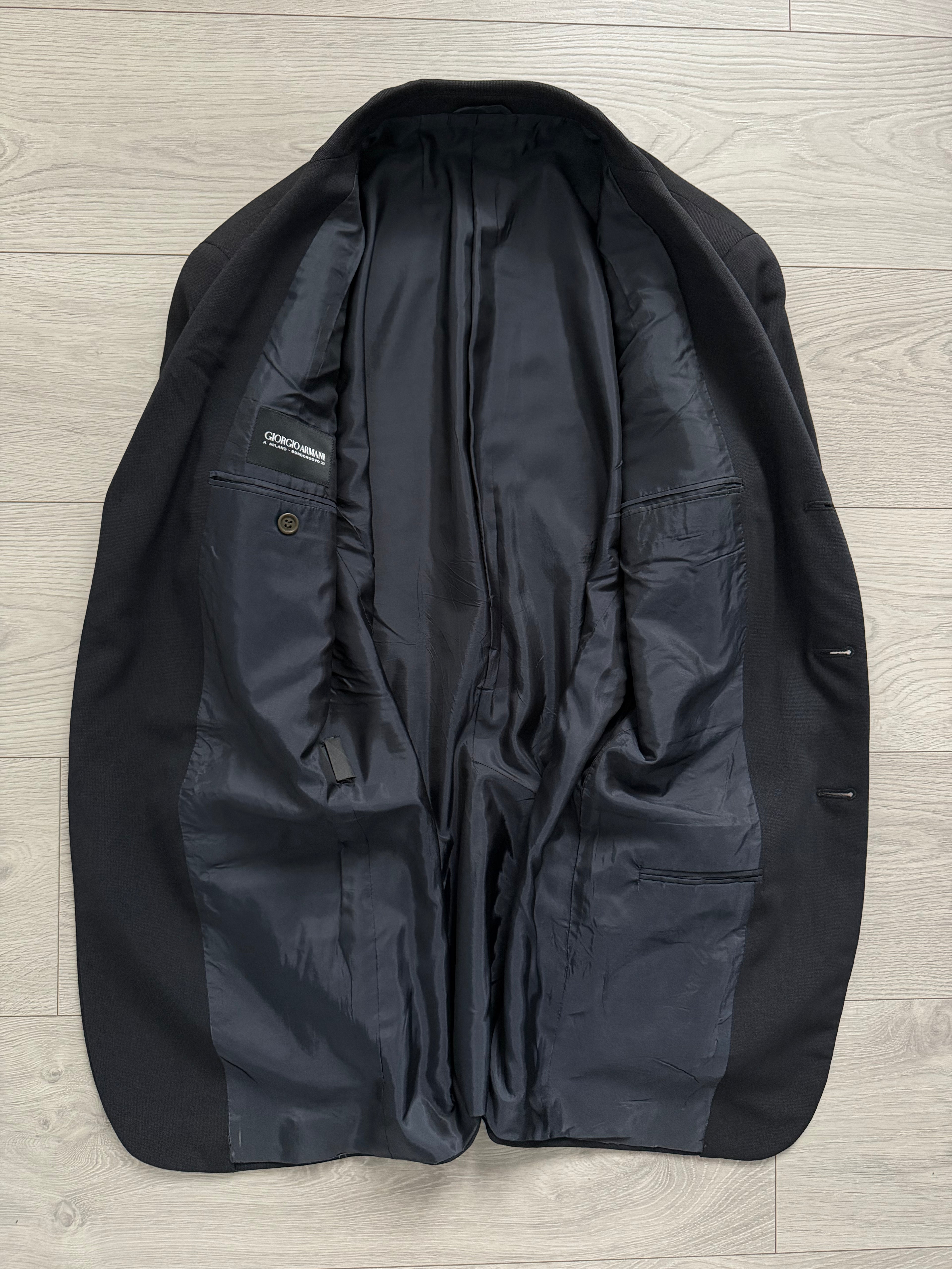 Giorgio Armani 1980s Rolled 3B Pleated Wool Silk Suit Navy Blue - Size M Jacket / 32" Waist