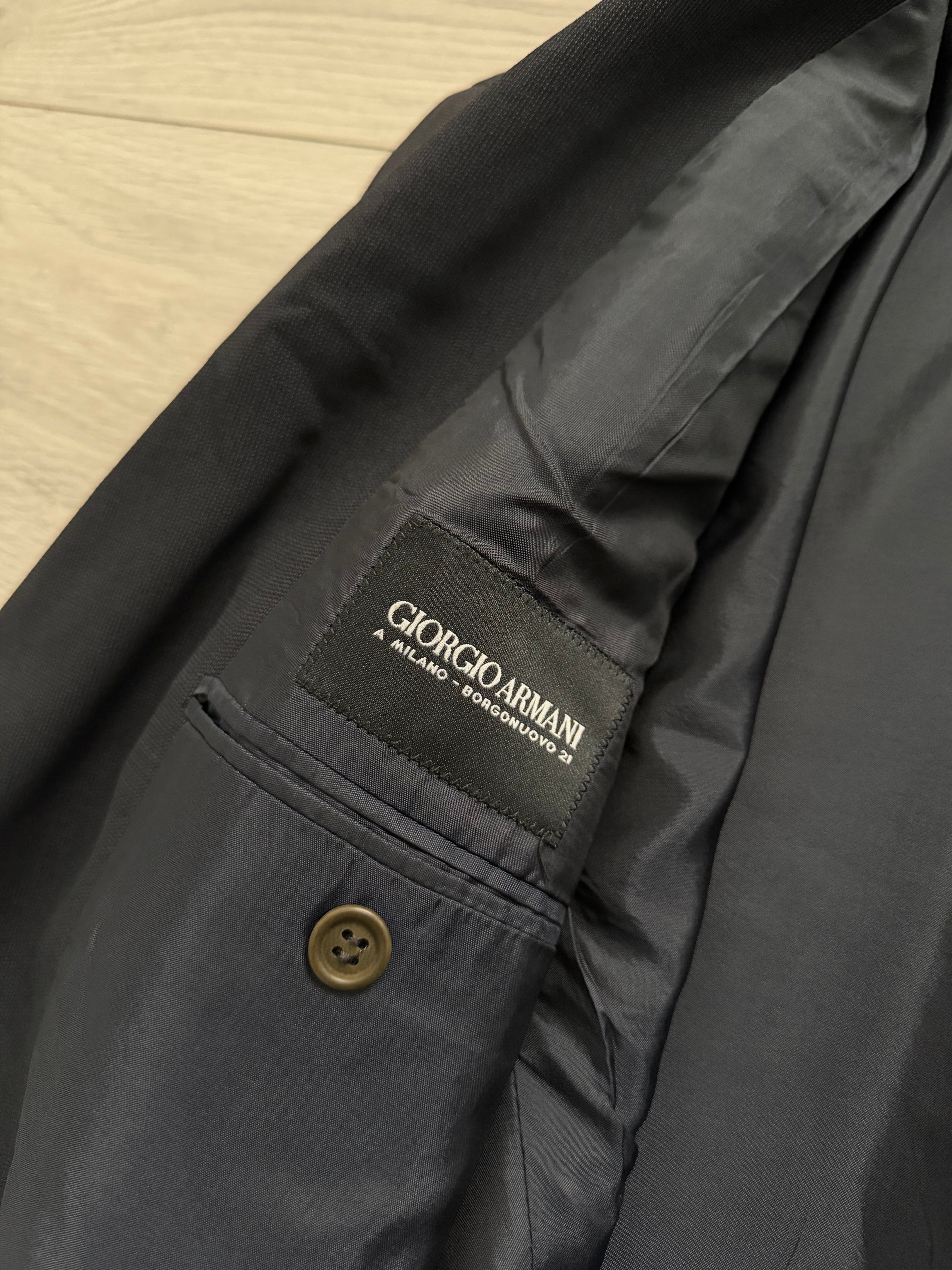 Giorgio Armani 1980s Rolled 3B Pleated Wool Silk Suit Navy Blue - Size M Jacket / 32" Waist