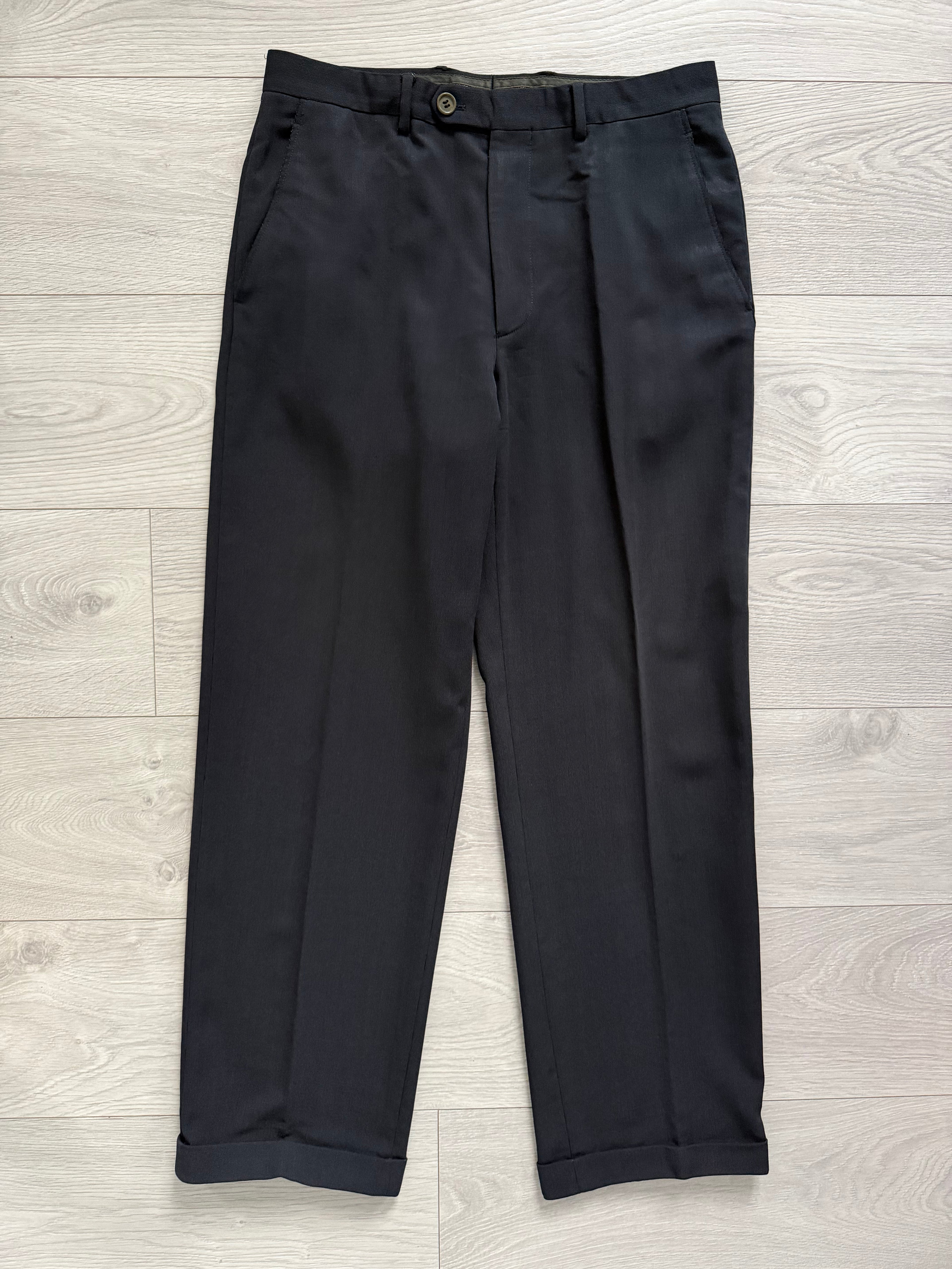 Giorgio Armani 1980s Rolled 3B Pleated Wool Silk Suit Navy Blue - Size M Jacket / 32" Waist