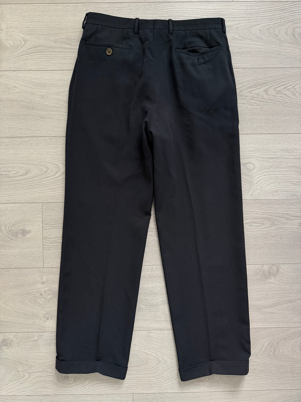 Giorgio Armani 1980s Rolled 3B Pleated Wool Silk Suit Navy Blue - Size M Jacket / 32" Waist