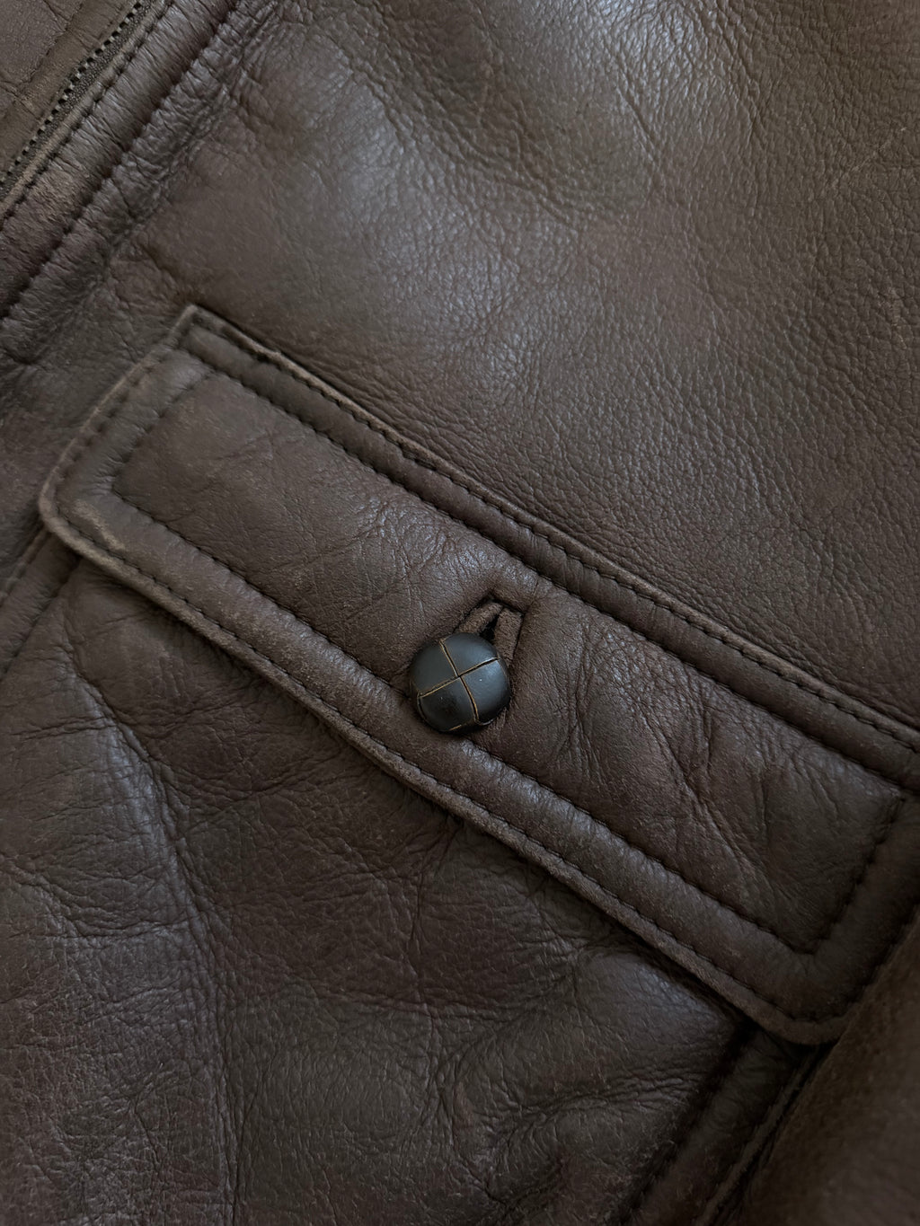 Emporio Armani 1980s Shearling Leather Bomber Jacket - Size M