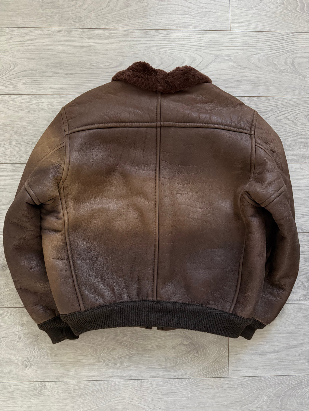 Emporio Armani 1980s Shearling Leather Bomber Jacket - Size M
