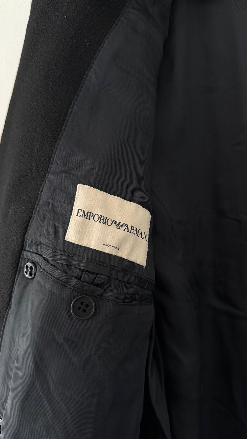 Emporio Armani 1990s Double Breasted Wool Coat - Size S