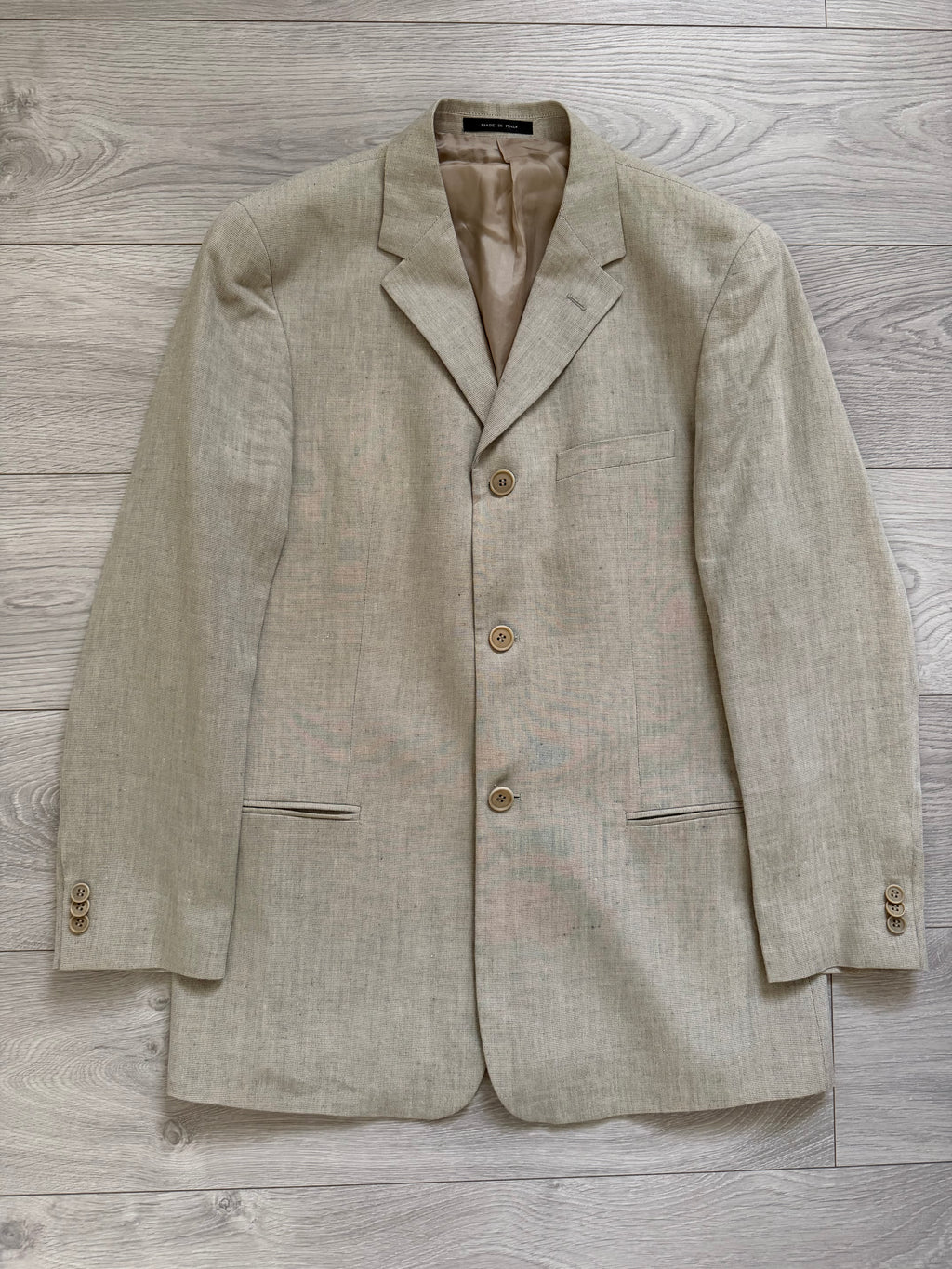 Emporio Armani 1990s 3B Linen Cotton Sport Jacket Blazer Taupe Greige - Size M