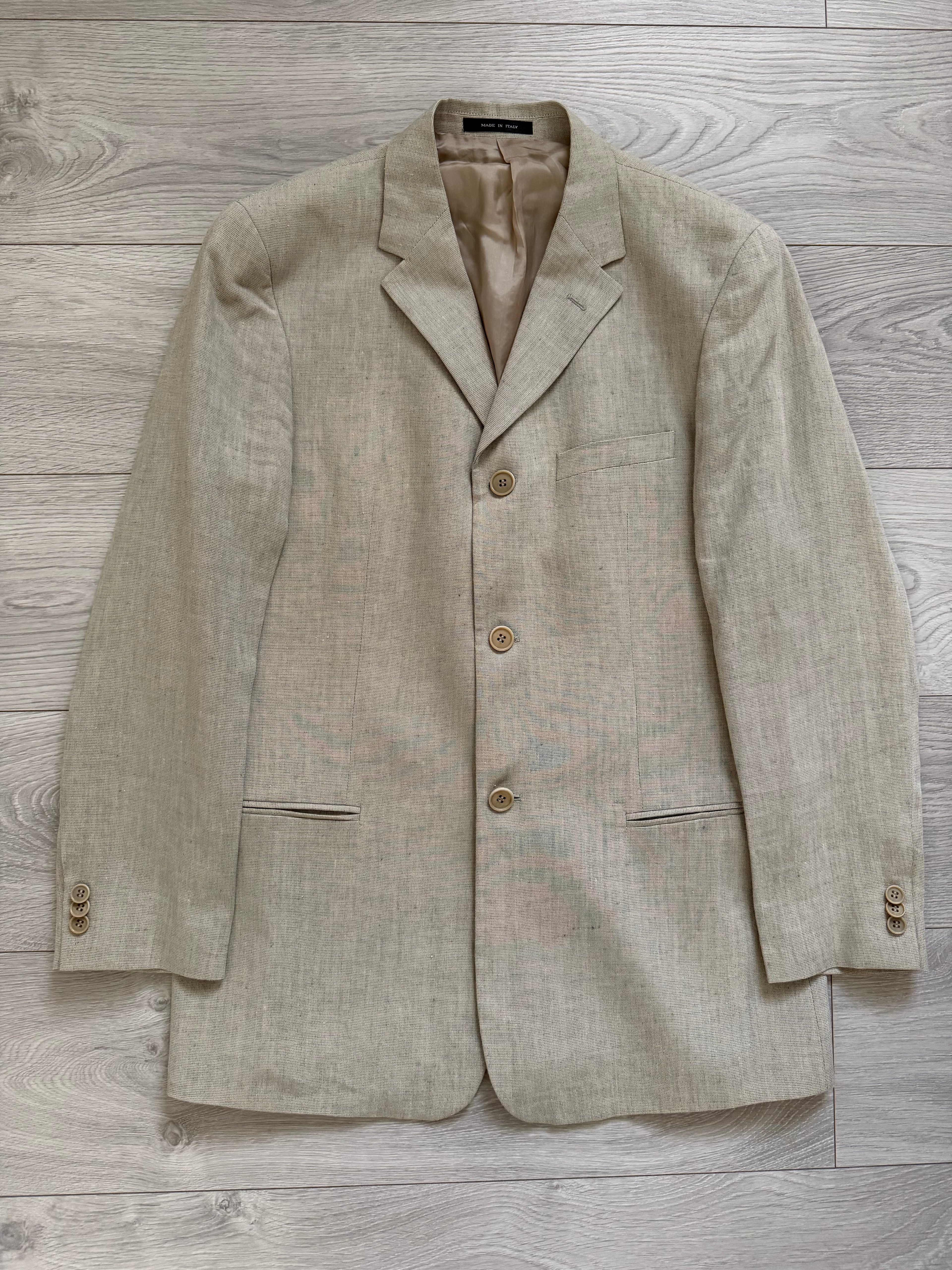Emporio Armani 1990s 3B Linen Cotton Sport Jacket Blazer Taupe Greige - Size M