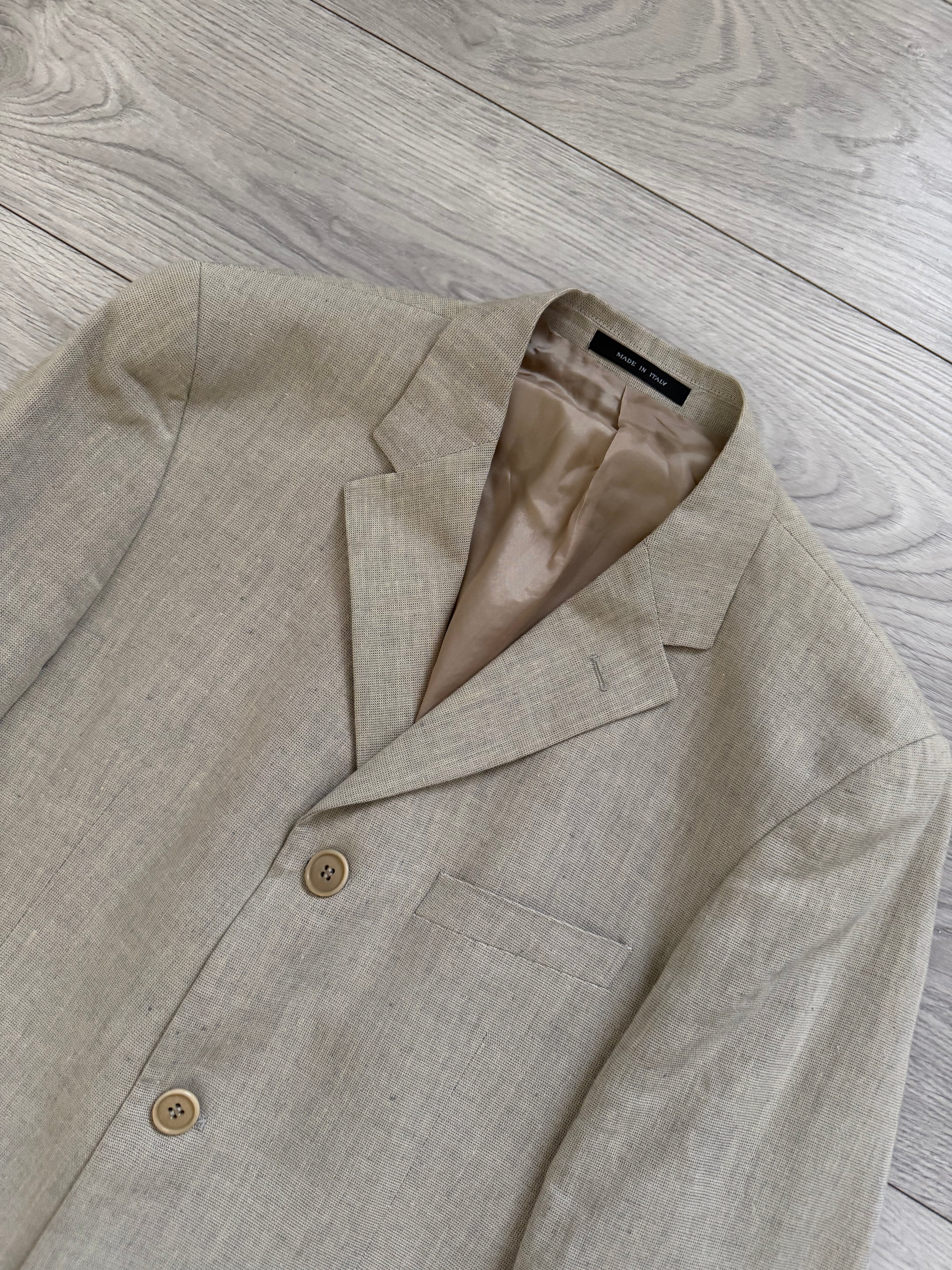 Emporio Armani 1990s 3B Linen Cotton Sport Jacket Blazer Taupe Greige - Size M