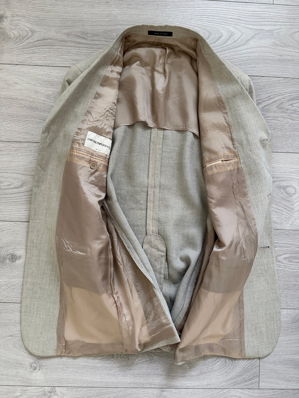 Emporio Armani 1990s 3B Linen Cotton Sport Jacket Blazer Taupe Greige - Size M