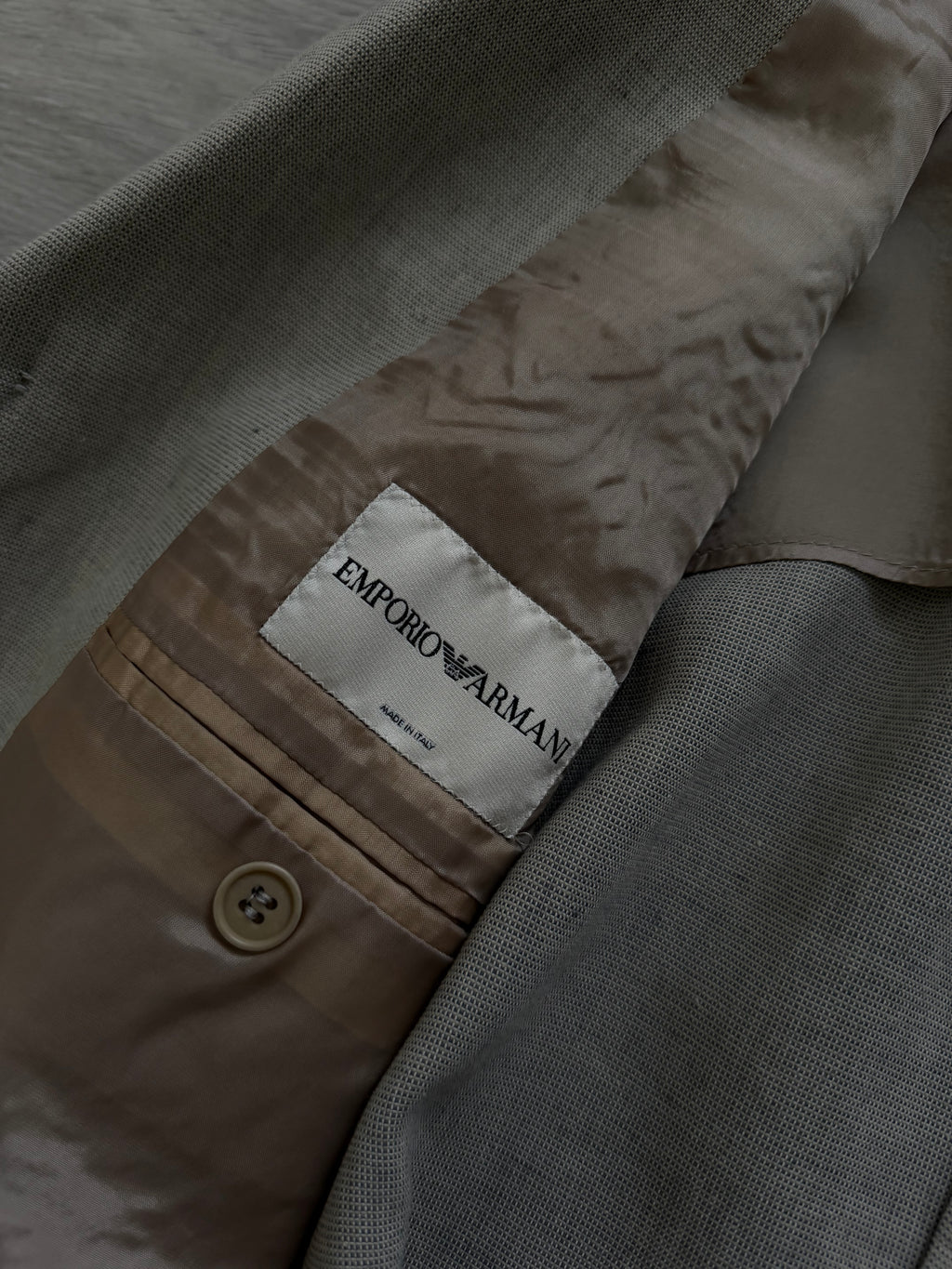 Emporio Armani 1990s 3B Linen Cotton Sport Jacket Blazer Taupe Greige - Size M