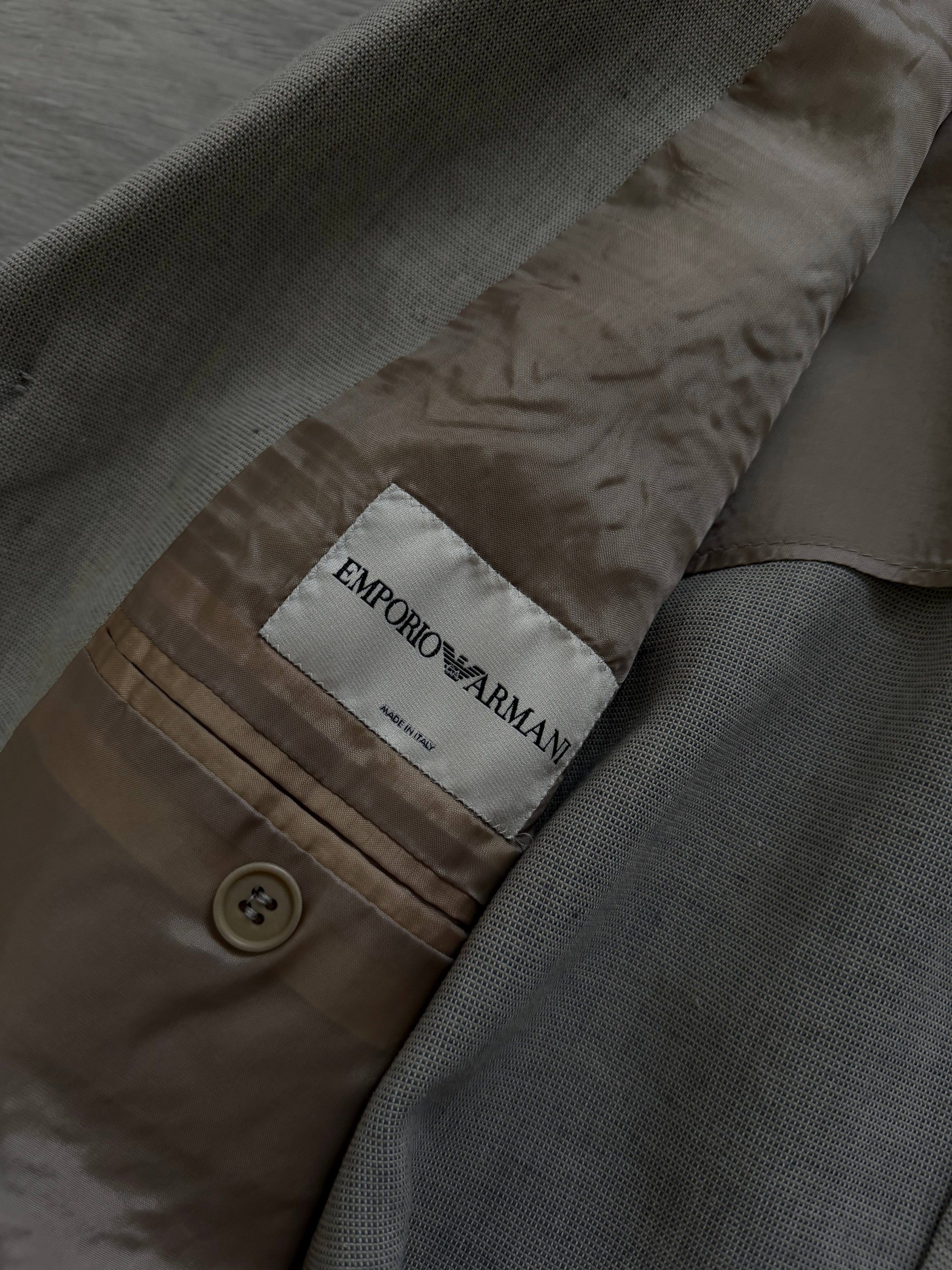 Emporio Armani 1990s 3B Linen Cotton Sport Jacket Blazer Taupe Greige - Size M