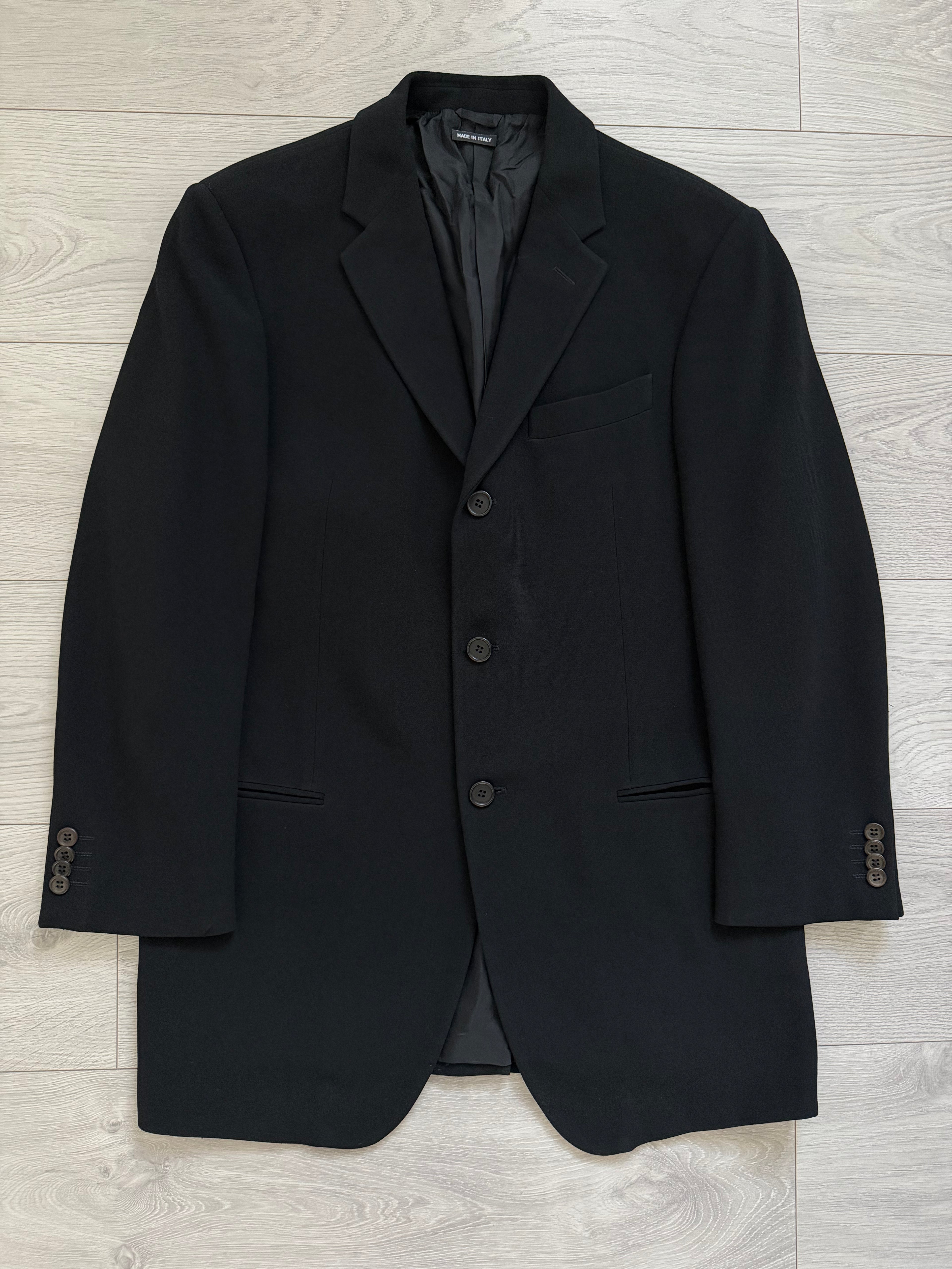 Giorgio Armani Black Label 1990s Draped 3B Black Sport Jacket Blazer - Size L