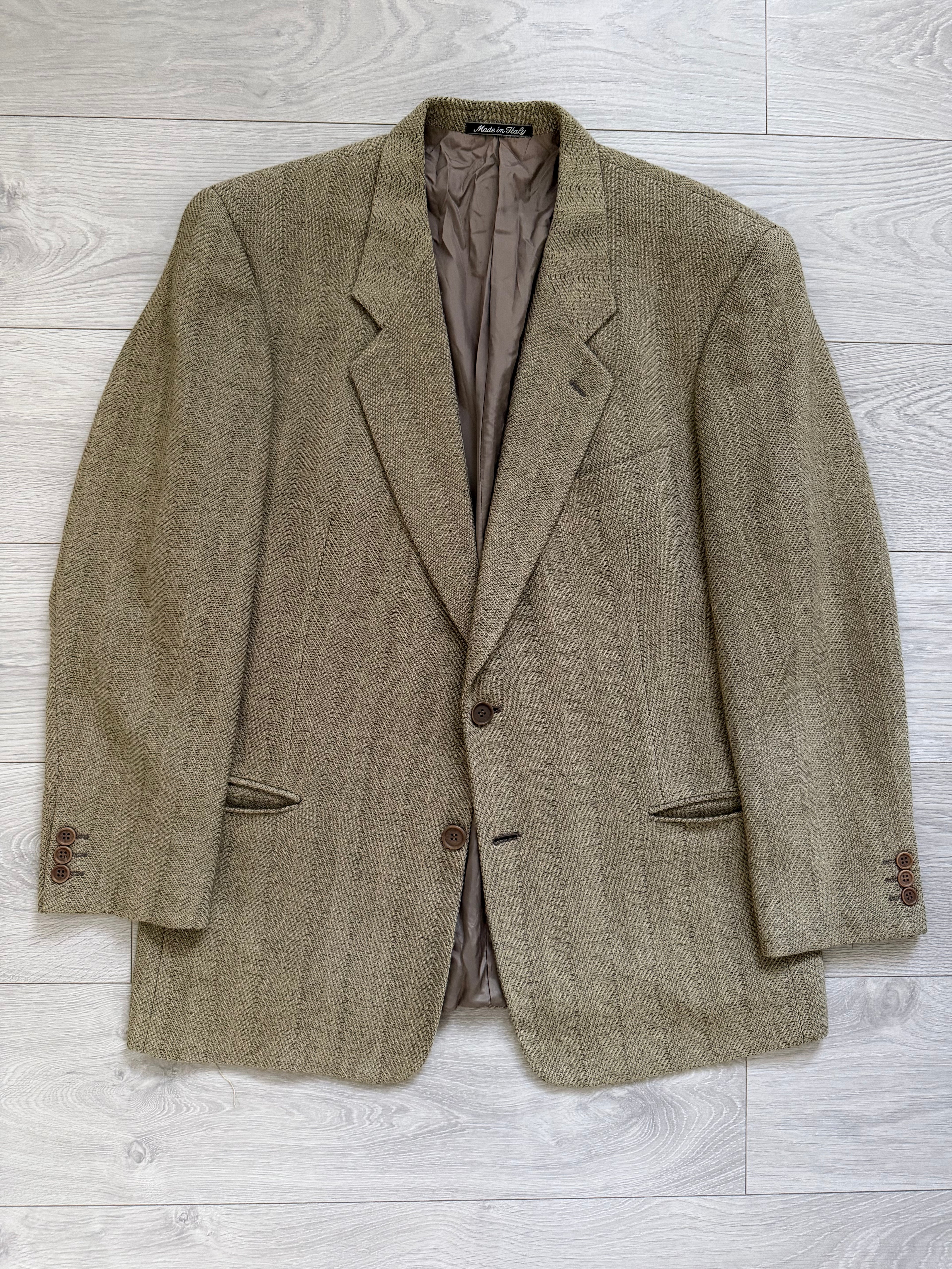 Giorgio Armani 1980s 2B Textured Wool Beige Sport Jacket Blazer - Size XL