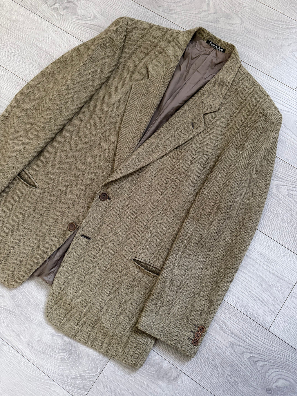 Giorgio Armani 1980s 2B Textured Wool Beige Sport Jacket Blazer - Size XL