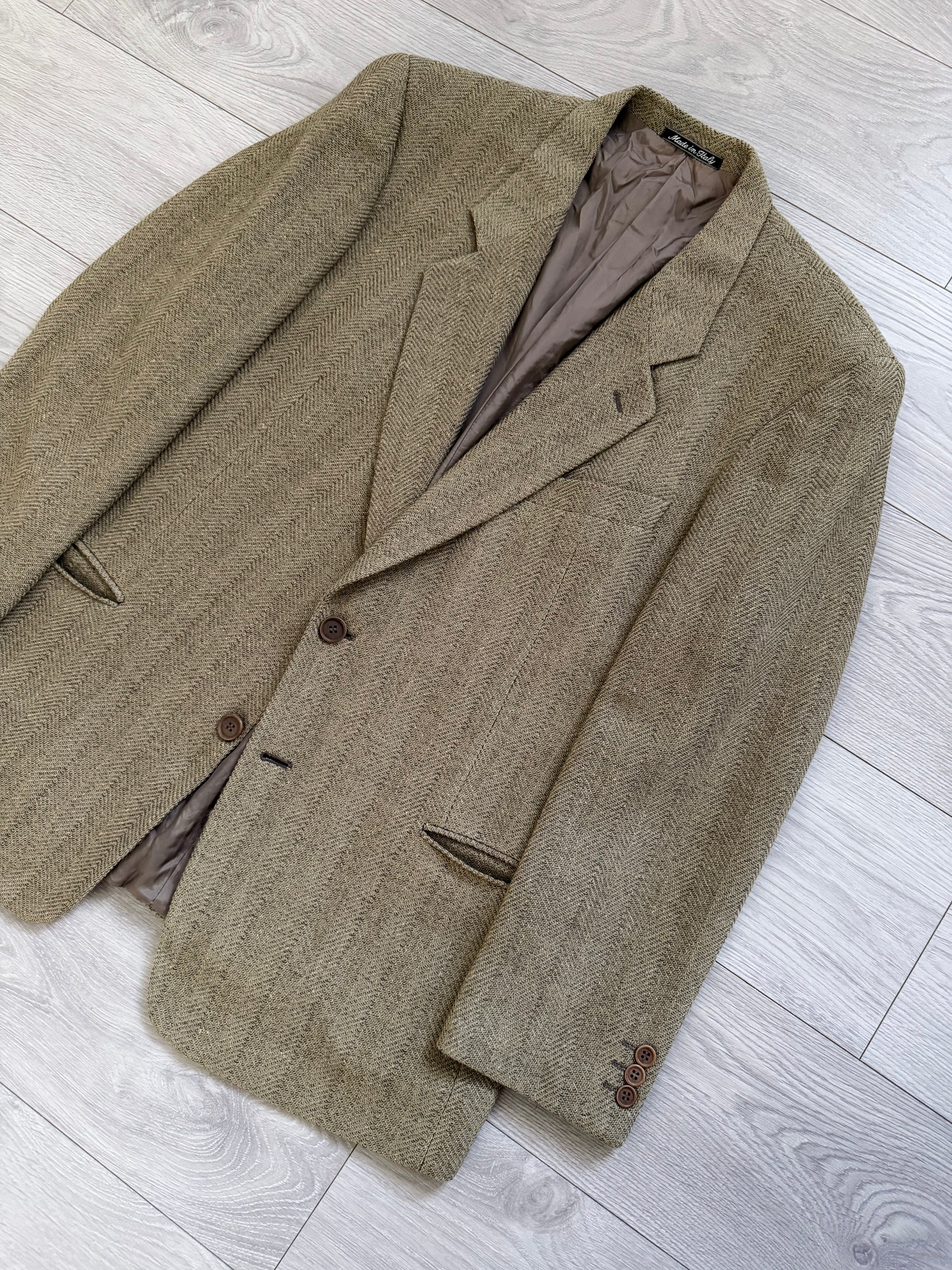 Giorgio Armani 1980s 2B Textured Wool Beige Sport Jacket Blazer - Size XL
