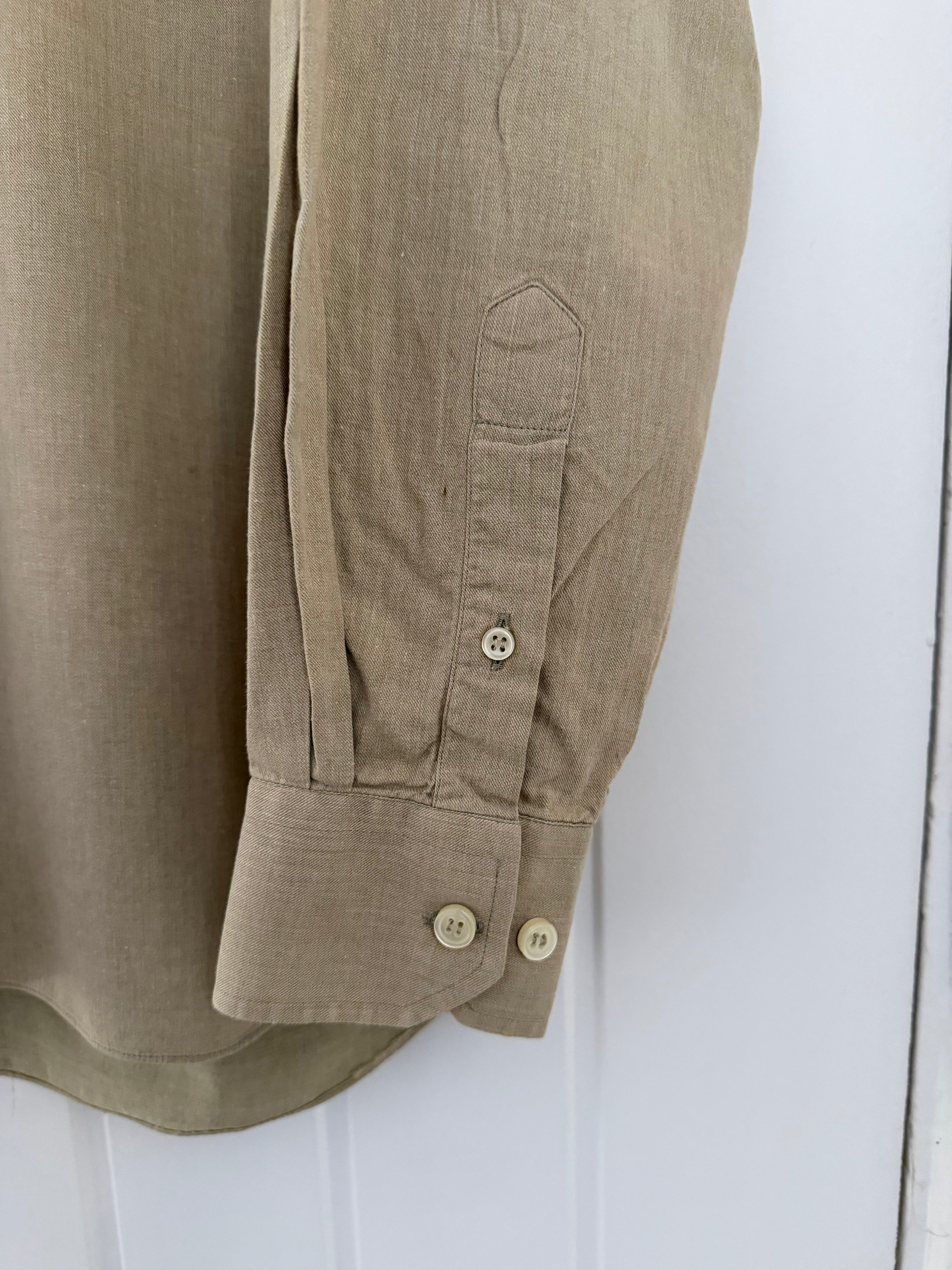 Valentino 1980s Slub Cotton Shirt Taupe Beige - Size L